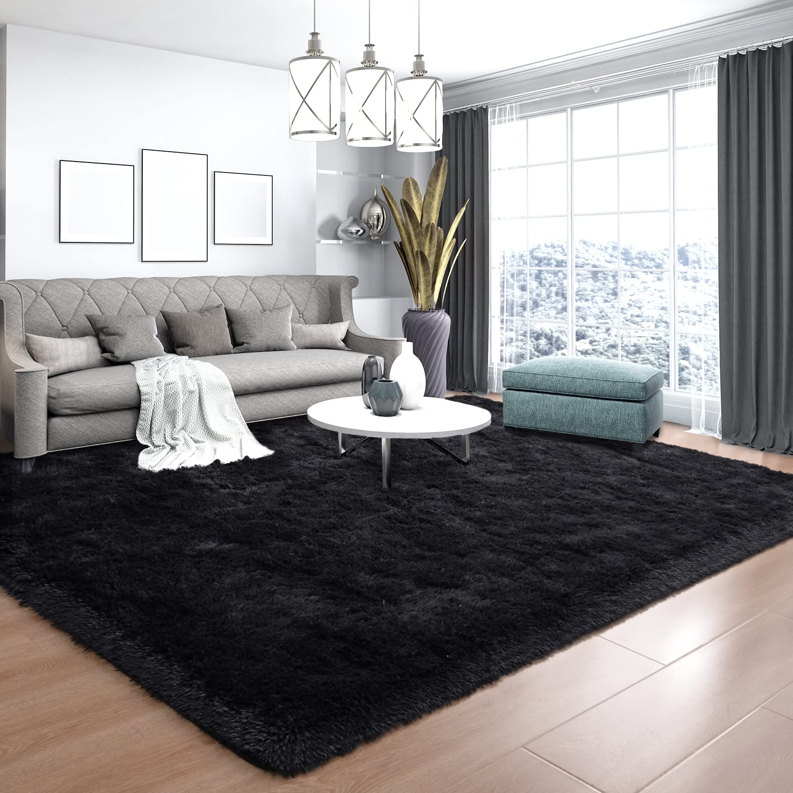 Ultra Soft Fluffy Rugs for Bedroom 4x6 Feet, Shag Area Rugs for Living Room, Large Comfy Furry Rug for Boys Kids Baby Room Decor, Non Slip Nursery Rug Modern Indoor Fuzzy Floor Carpet, Light Blue