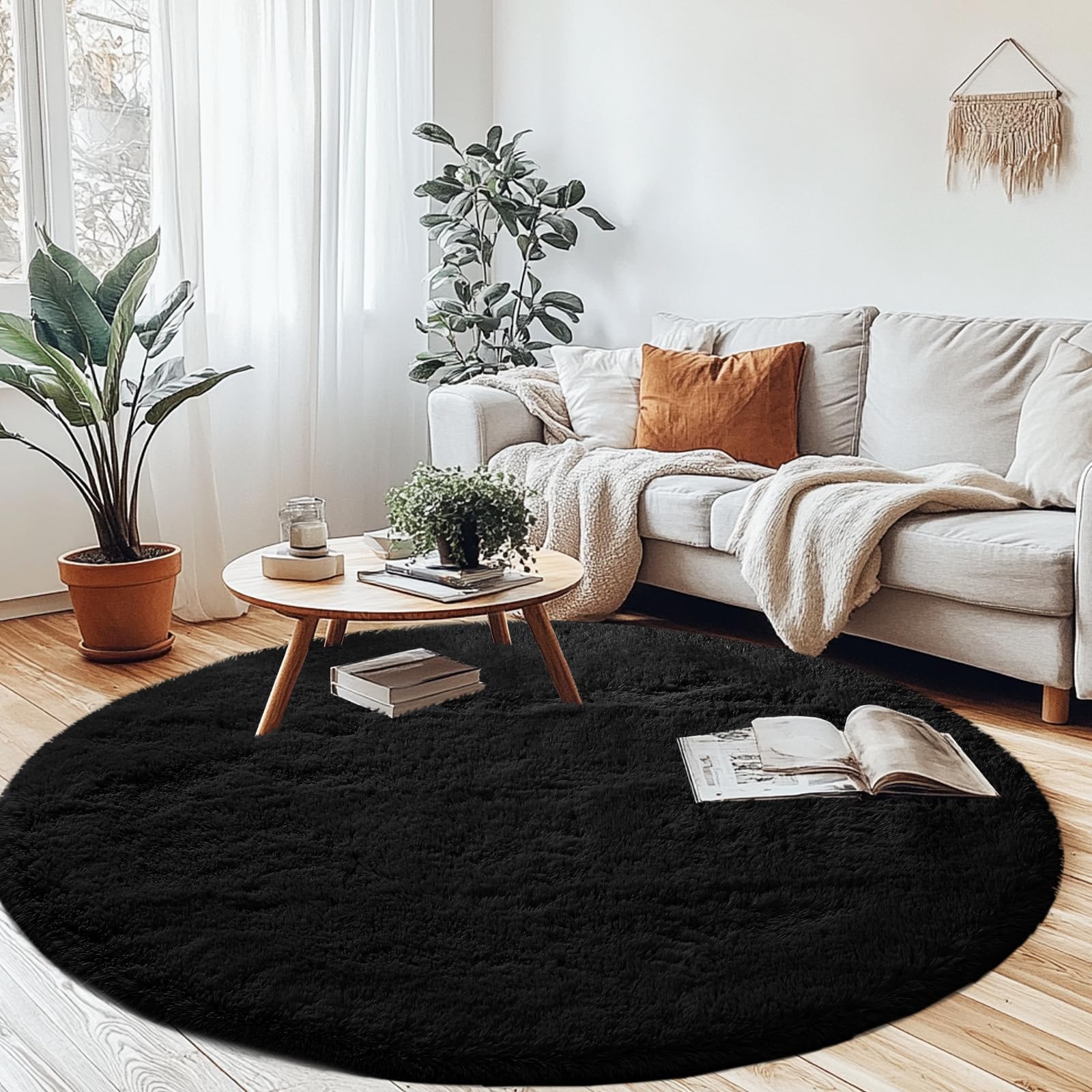 CAIYUECS Shag Area Rug,Indoor Ultra Soft Fluffy Plush Rugs for Bedroom Living Room, Non-Skid Modern Nursery Faux Fur Rugs for Kids Room Home Decor (Tie-Dyed Light Gray, 5x7 Feet)