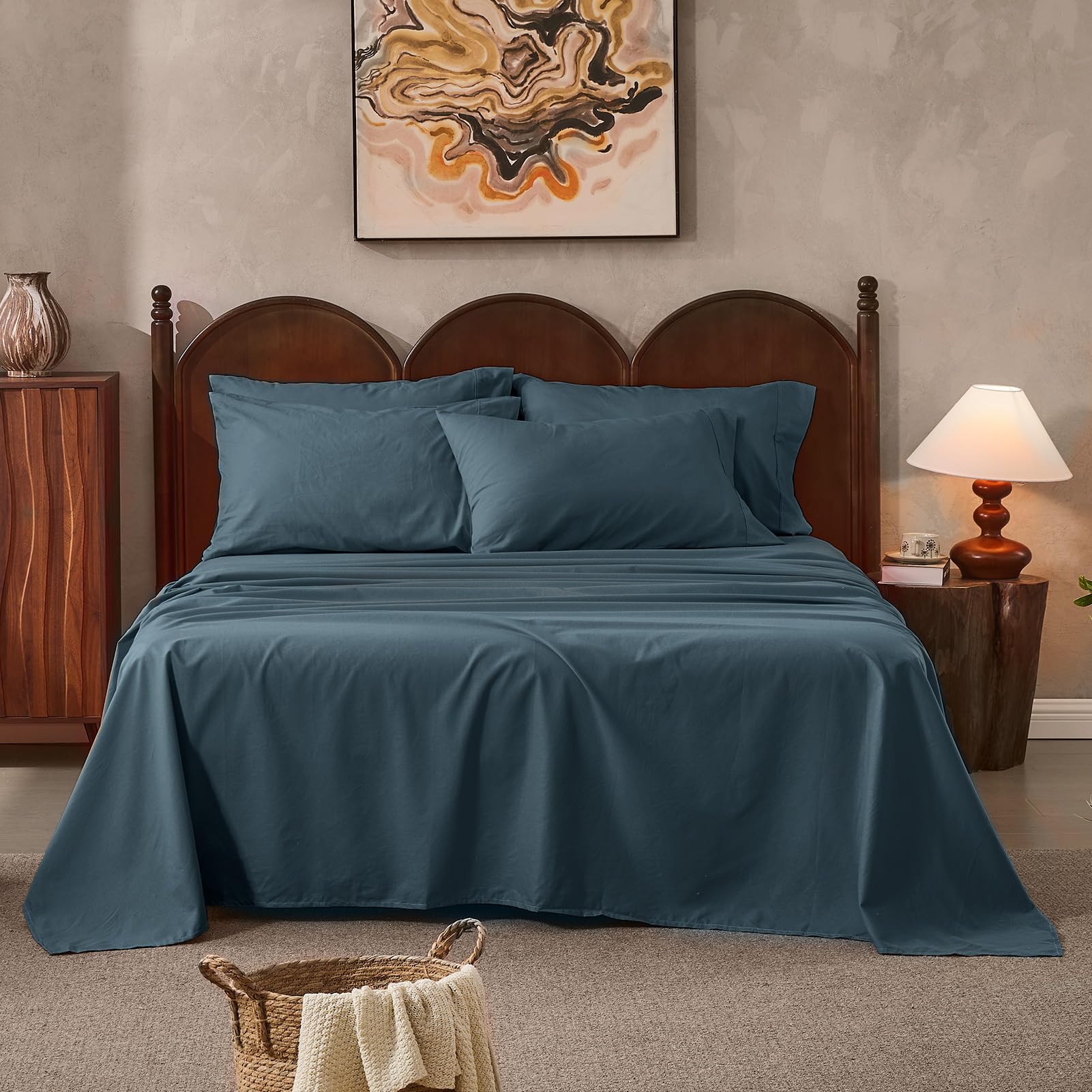100% Linen Sheets Queen Size,Breathable & Durable 4-Piece Bed Flax Sheet Set,Soft All-Season Bedding for Hot Sleepers 16" Deep Pocket Oeko-TEX Certified,（Queen, Grey）