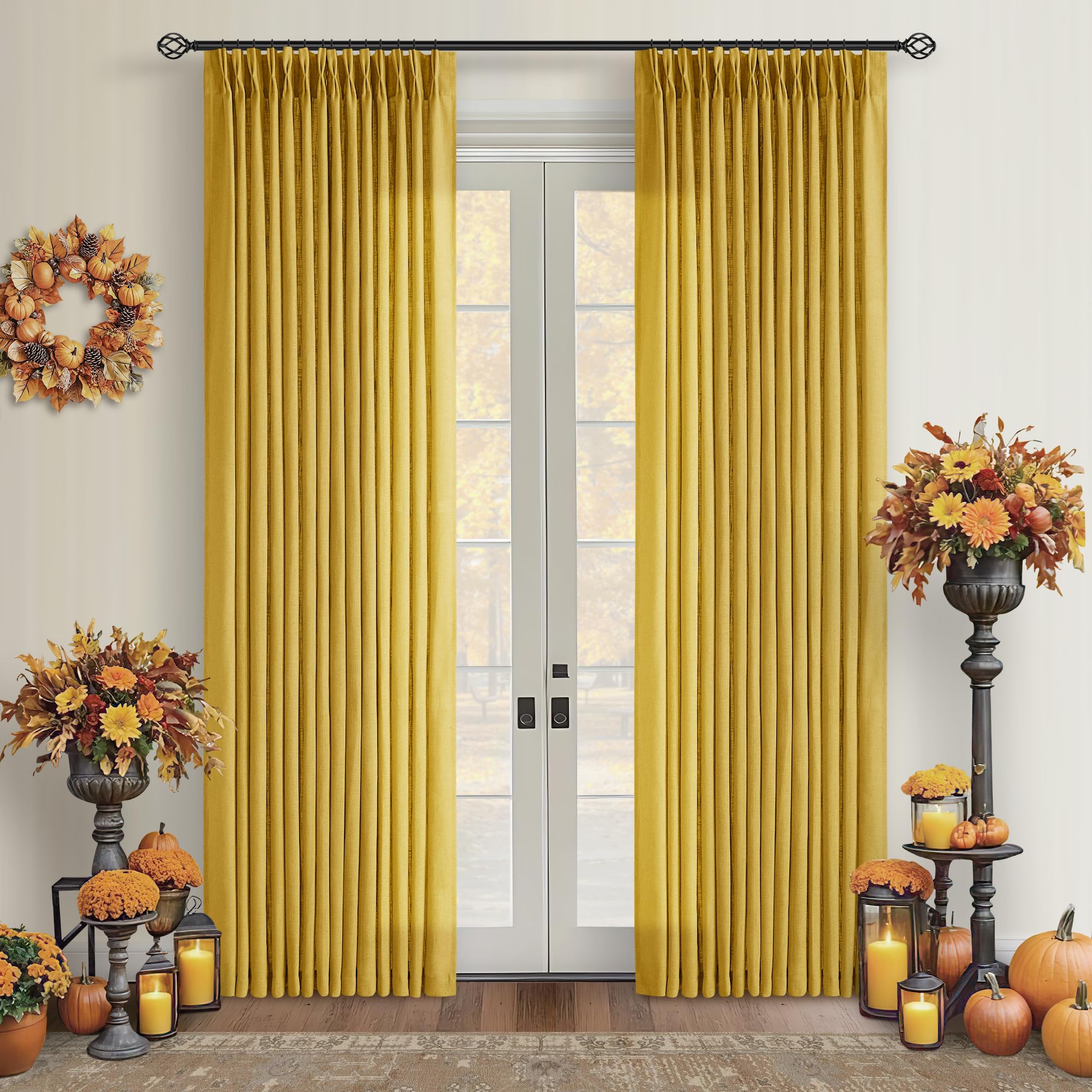 Dutch Cocoa Pinch Pleated Linen Curtains 84 Inches Long 60 Inch Width Linen Blend Light Filtering Window Curtains 84 Inch for Living Room Bedroom Patio Pinch Pleat Drapes Hooks Rings 1 Panel 60Wx84L