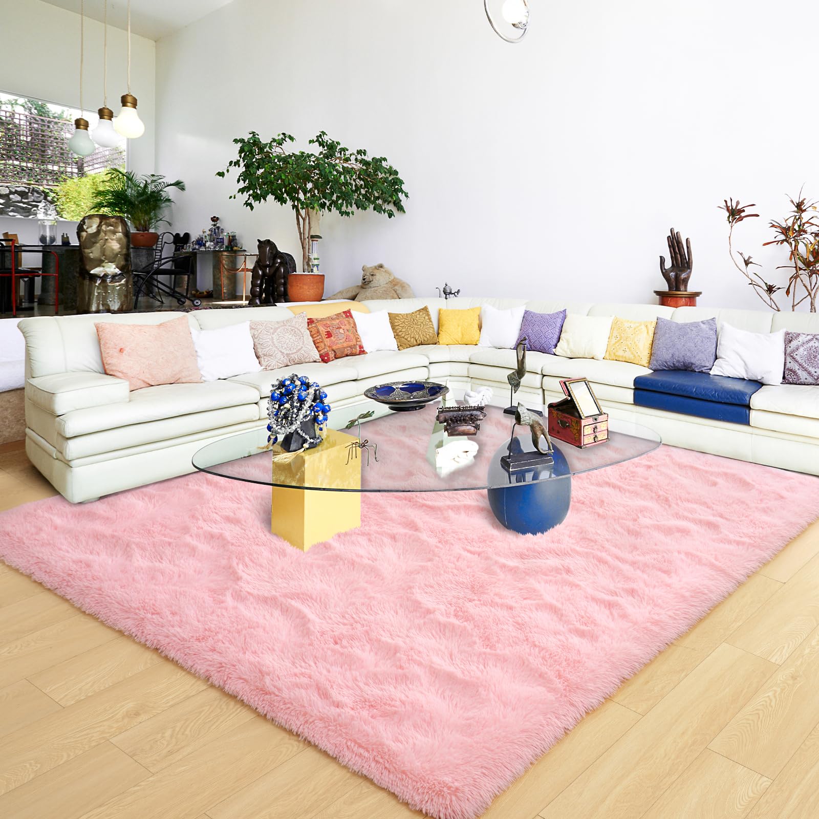 Ultra Soft Fluffy Rugs for Bedroom 4x6 Feet, Shag Area Rugs for Living Room, Large Comfy Furry Rug for Boys Kids Baby Room Decor, Non Slip Nursery Rug Modern Indoor Fuzzy Floor Carpet, Light Blue