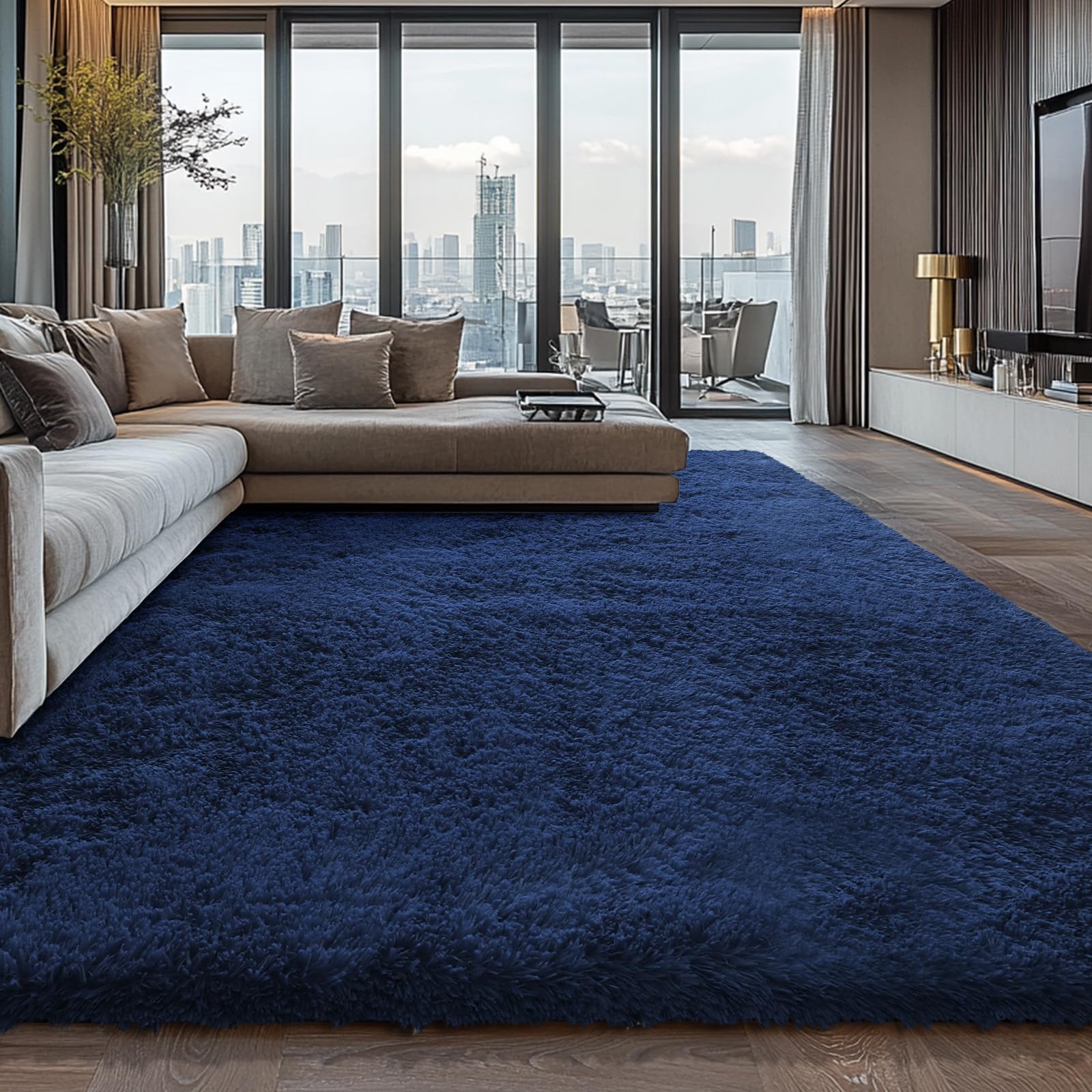 Shag Area Rugs for Bedroom Living Room,8X10 Ultra Soft Fluffy Area Rugs for Dorm, Indoor Carpet Nursery Rugs for Kids Girls Room Home Decor,Tie-Dye Grey