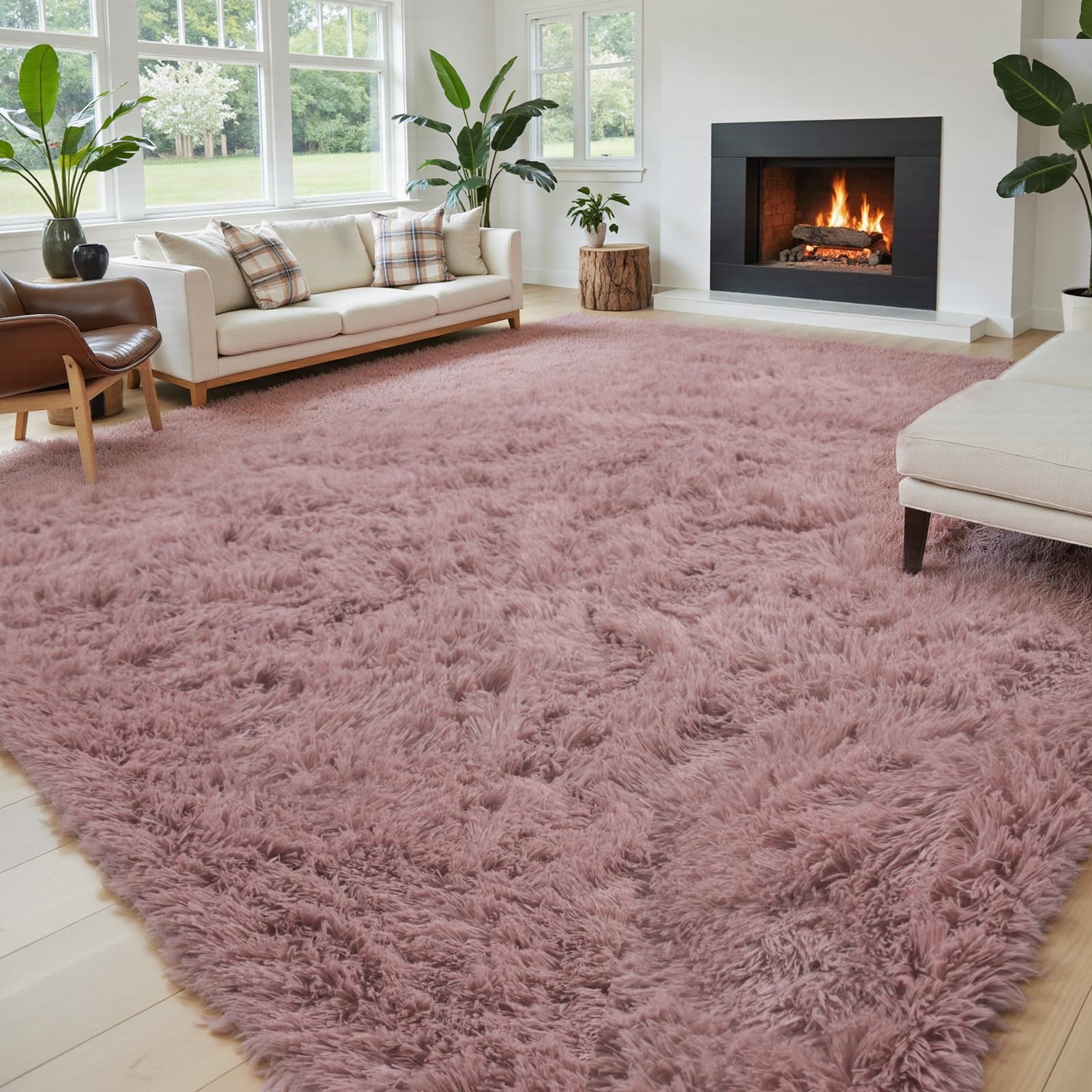 8x10 Area Rugs for Living Room Bedroom Fluffy, Large Area Rug Shag Shaggy Carpet Soft Plush Furry Bedside Rug, Area Rugs for Home Decor(8 x 10, Dark Blue Tie-Dyed)