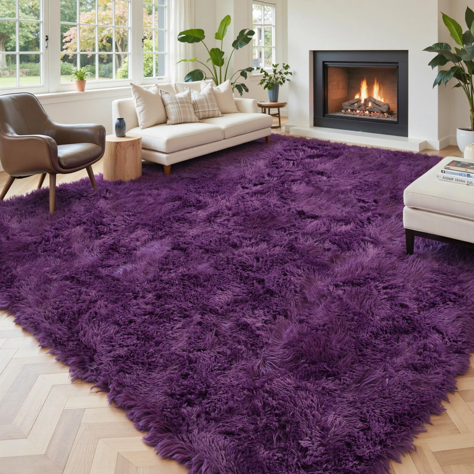 8x10 Area Rugs for Living Room Bedroom Fluffy, Large Area Rug Shag Shaggy Carpet Soft Plush Furry Bedside Rug, Area Rugs for Home Decor(8 x 10, Dark Blue Tie-Dyed)