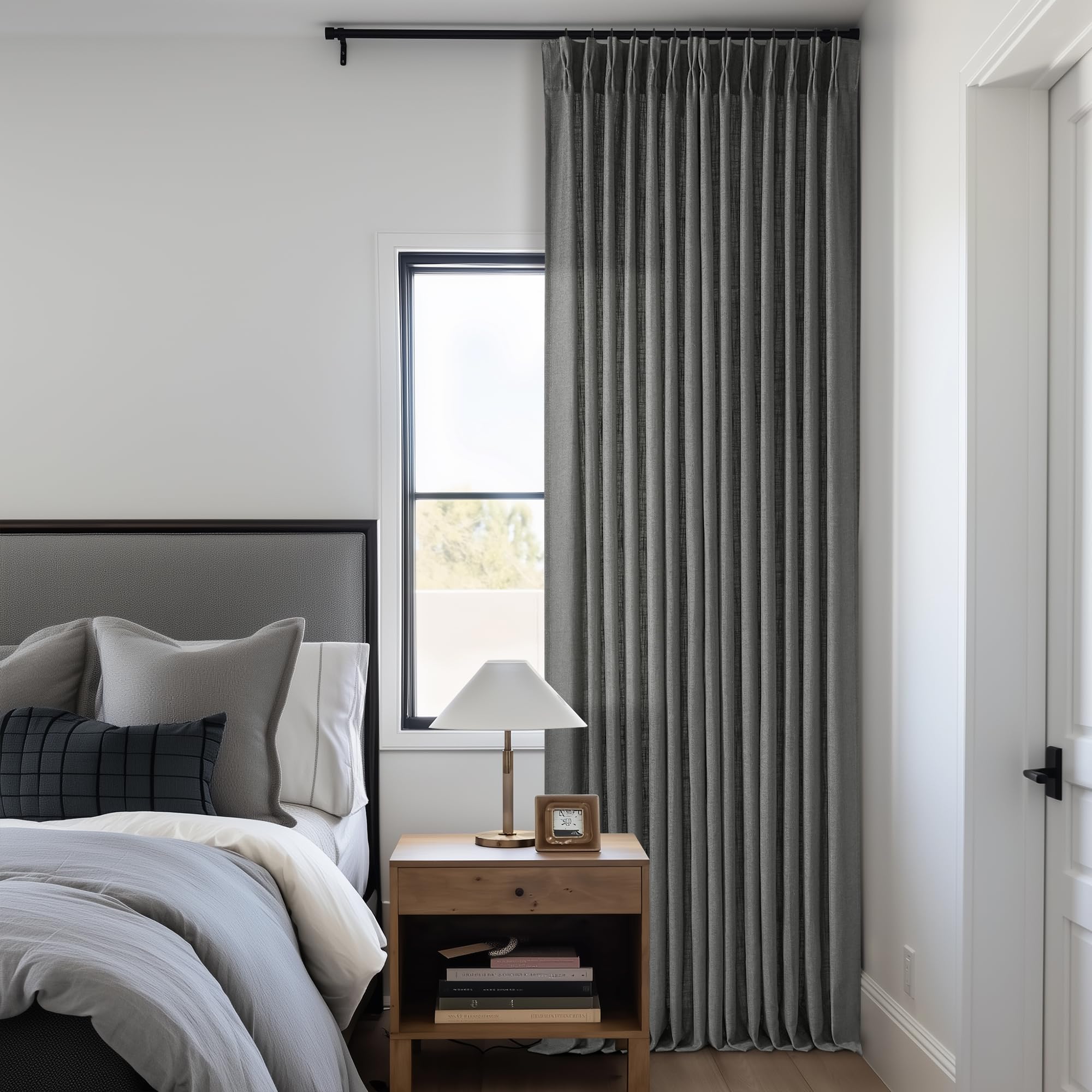 Dutch Cocoa Pinch Pleated Linen Curtains 84 Inches Long 60 Inch Width Linen Blend Light Filtering Window Curtains 84 Inch for Living Room Bedroom Patio Pinch Pleat Drapes Hooks Rings 1 Panel 60Wx84L