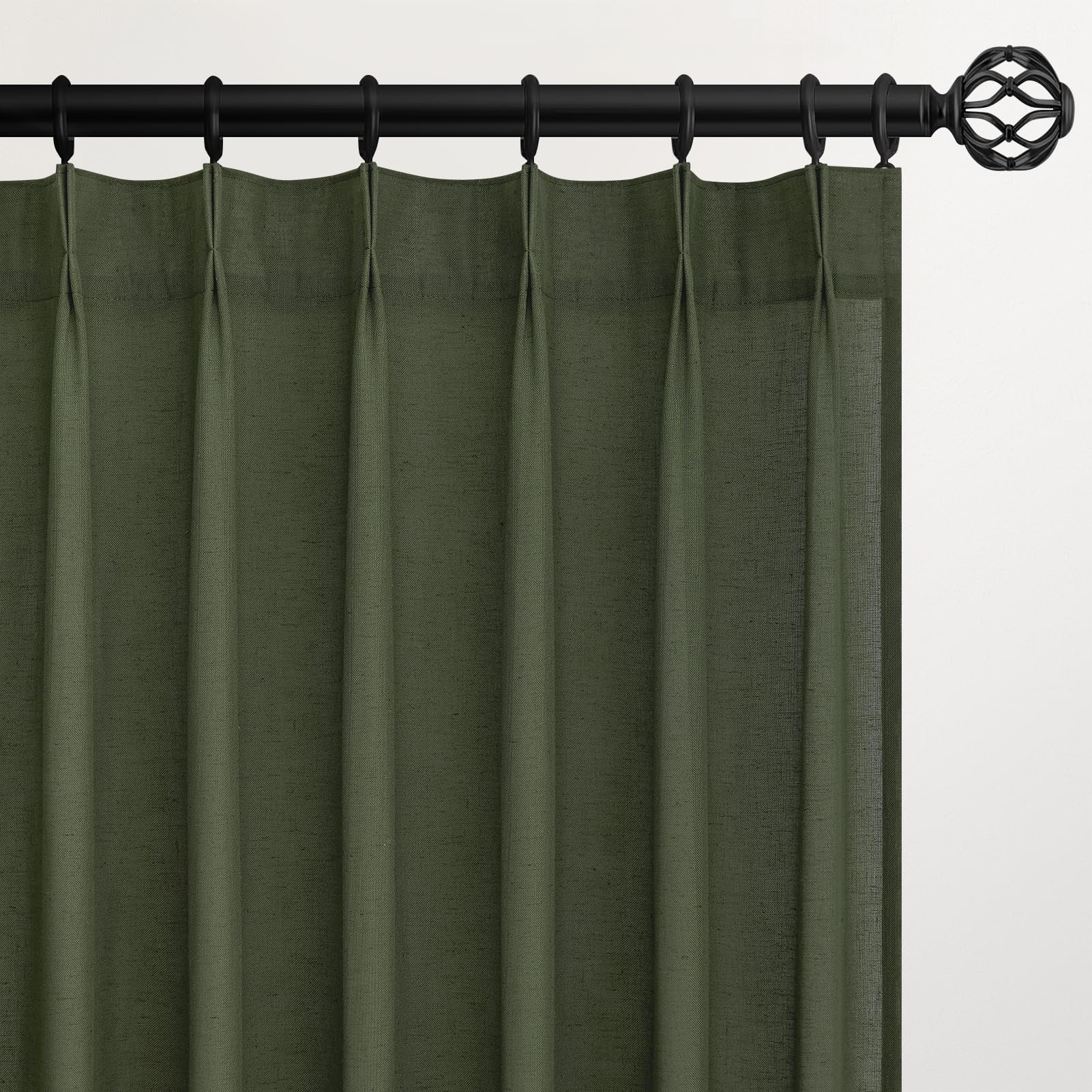 Topfinel 102 Inch Curtains 1 Panels Set,One Packs Pinch Pleat Back Tab Linen Window Semi Sheer Privacy Thick Decorative Curtain Drapes for Living Room Bedroom,60x102 in Long,Oatmeal
