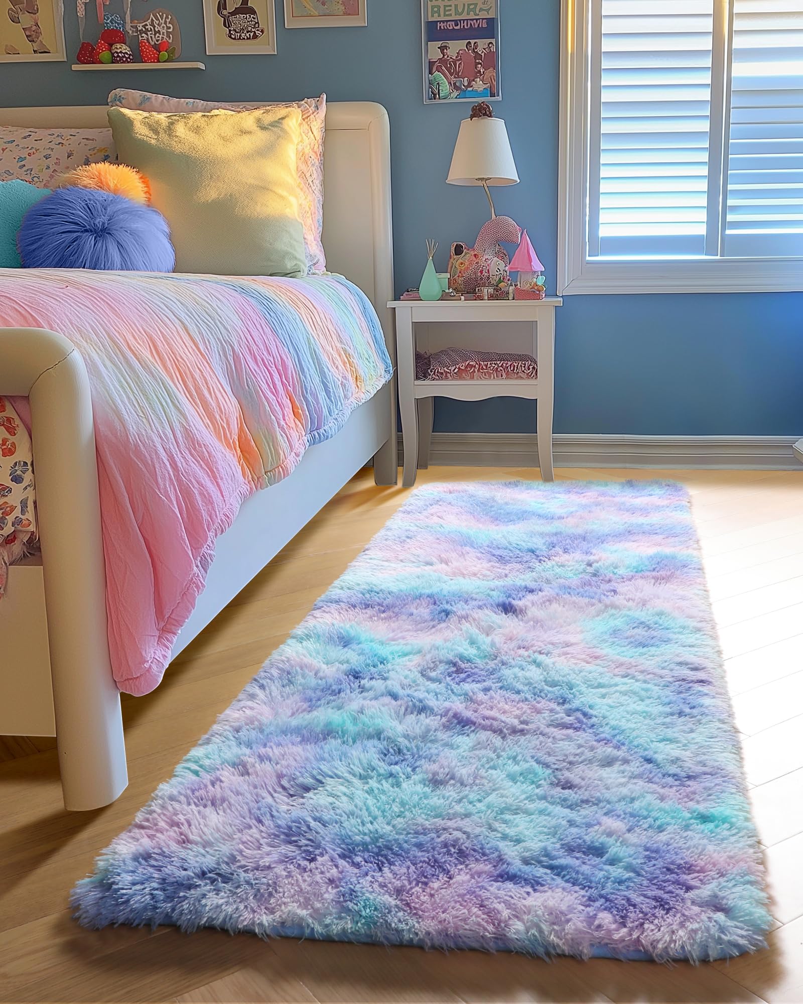 PAGISOFE Abstract Soft Shaggy Rugs for Living Room 5x8 Ft,Tie-Dyed Grey Fluffy Rugs for Kids Room Furry Carpets for Bedroom Room Decor Aesthetic Large Shag Carpet for Boys Girls Dorm Nursery