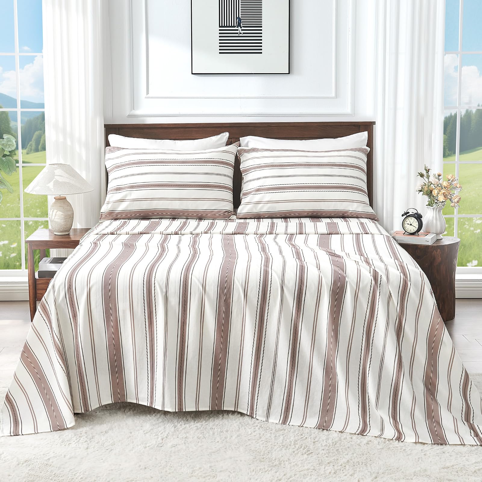 100% Linen Sheets Queen Size,Breathable & Durable 4-Piece Bed Flax Sheet Set,Soft All-Season Bedding for Hot Sleepers 16" Deep Pocket Oeko-TEX Certified,（Queen, Dark Grey）