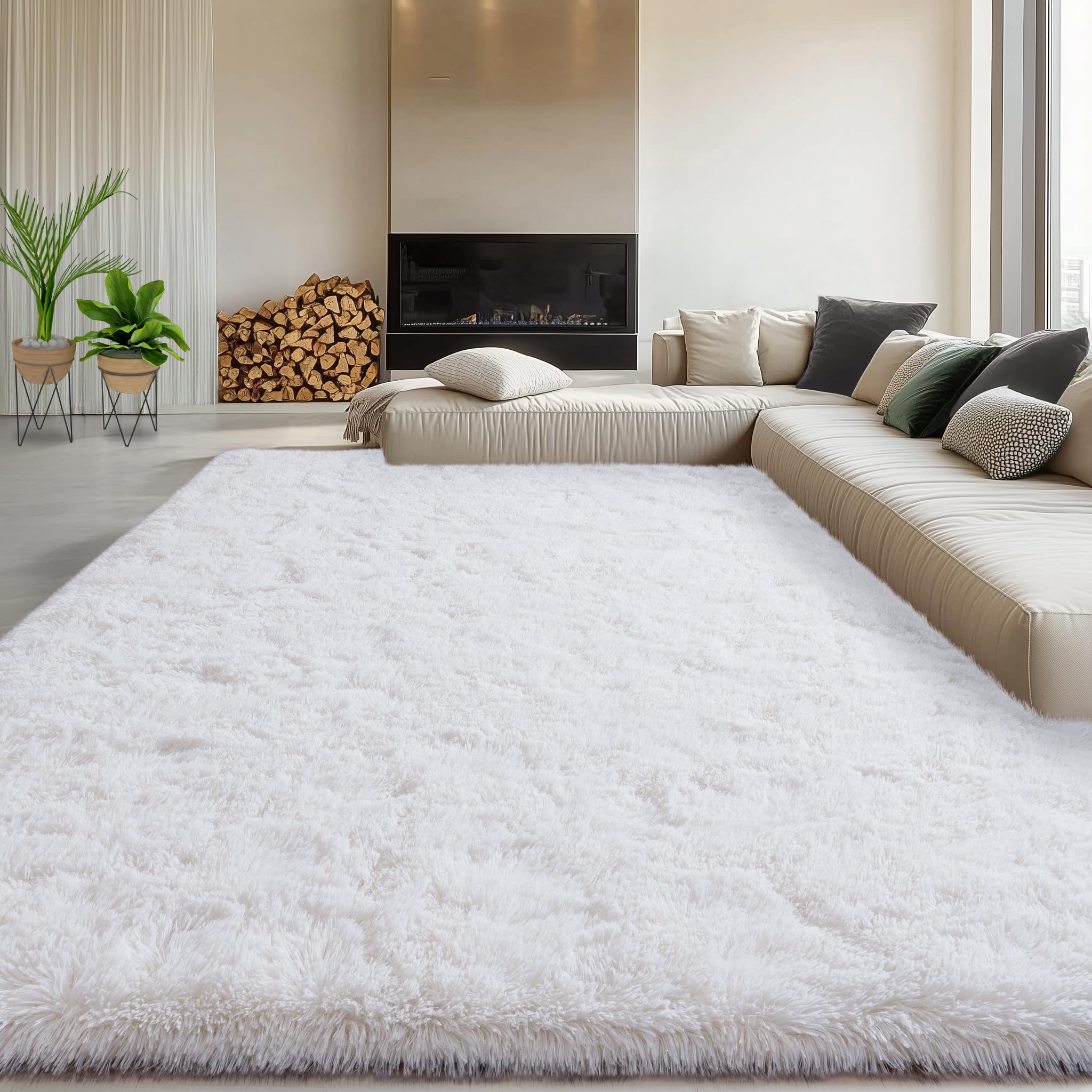 Fluffy Rugs for Living Room Bedroom, 5x7 Feet Abstract Blue Shag Area Rugs, Non-Slip Indoor Modern Fuzzy Plush Floor Carpet for Dorm Nursery Kids Room Decor, Soft Shaggy Throw Rug