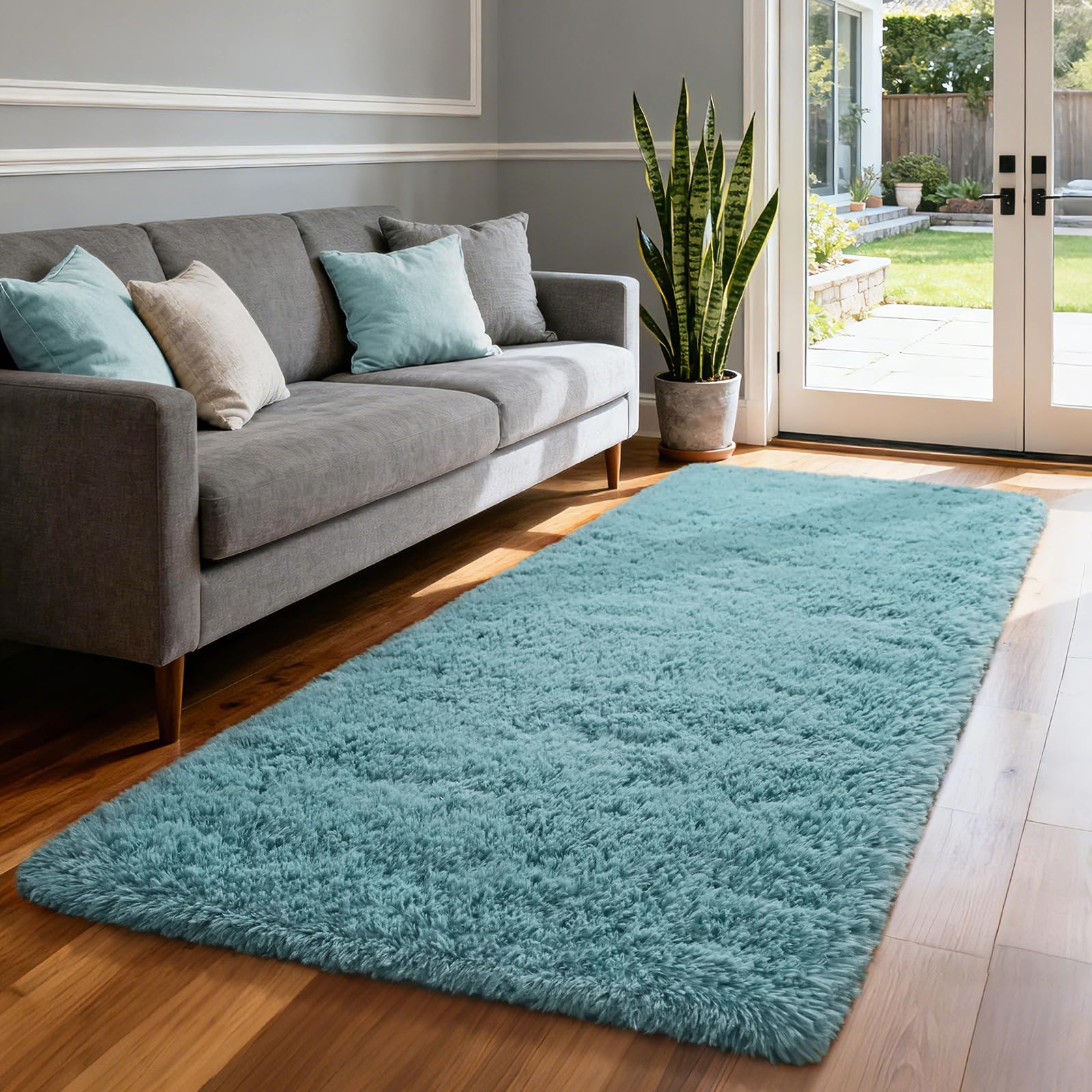 Merelax Soft Modern Indoor Shaggy Area Rug for Bedroom Livingroom Dorm Kids Room Home Decorative, Non-Slip Plush Fluffy Furry Fur Rugs Comfy Nursery Accent Floor Carpet 2x3 Feet, Black