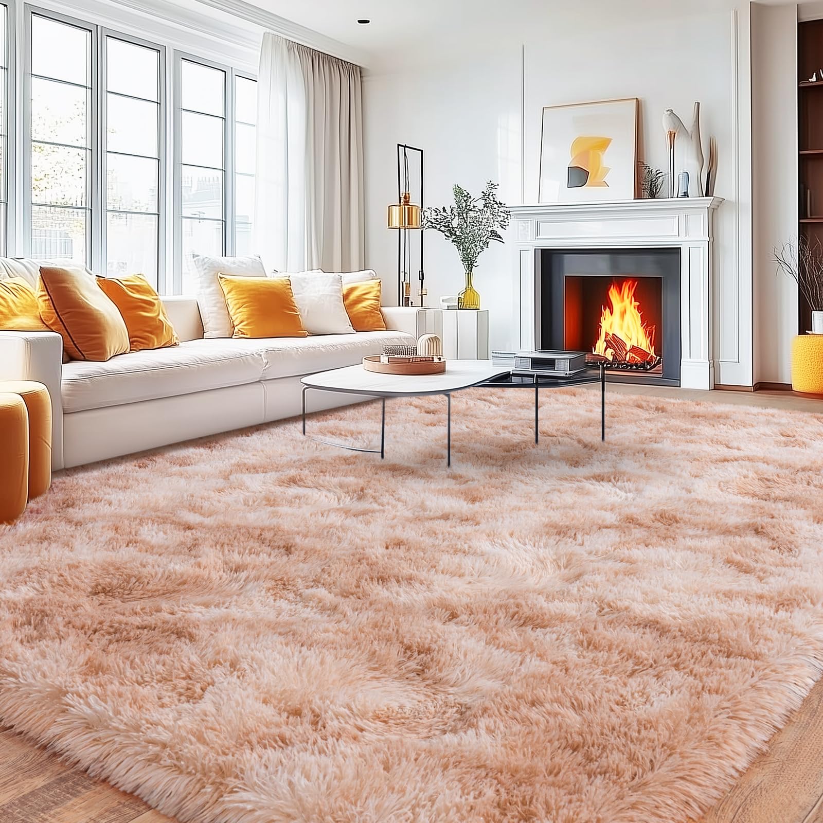 8x10 Area Rugs for Living Room, Large Ultra Fluffy Fuzzy Shag Rug for Bedroom, Modern Plush Soft High Pile Upgrade Non-Slip Carpet for Kids Girls and Boys Room Decor, Tie-Dyed Blue Grey