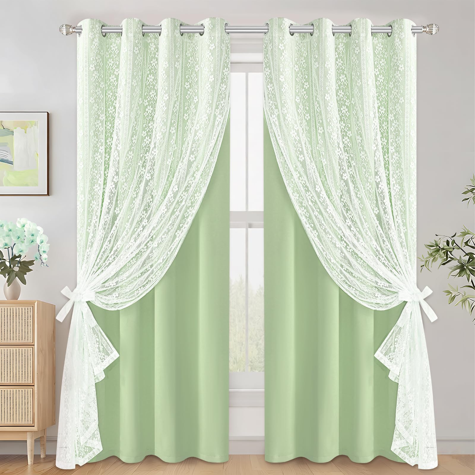2-Panel 52×84" Beige Linen Curtains, Boho Farmhouse Window Drapes