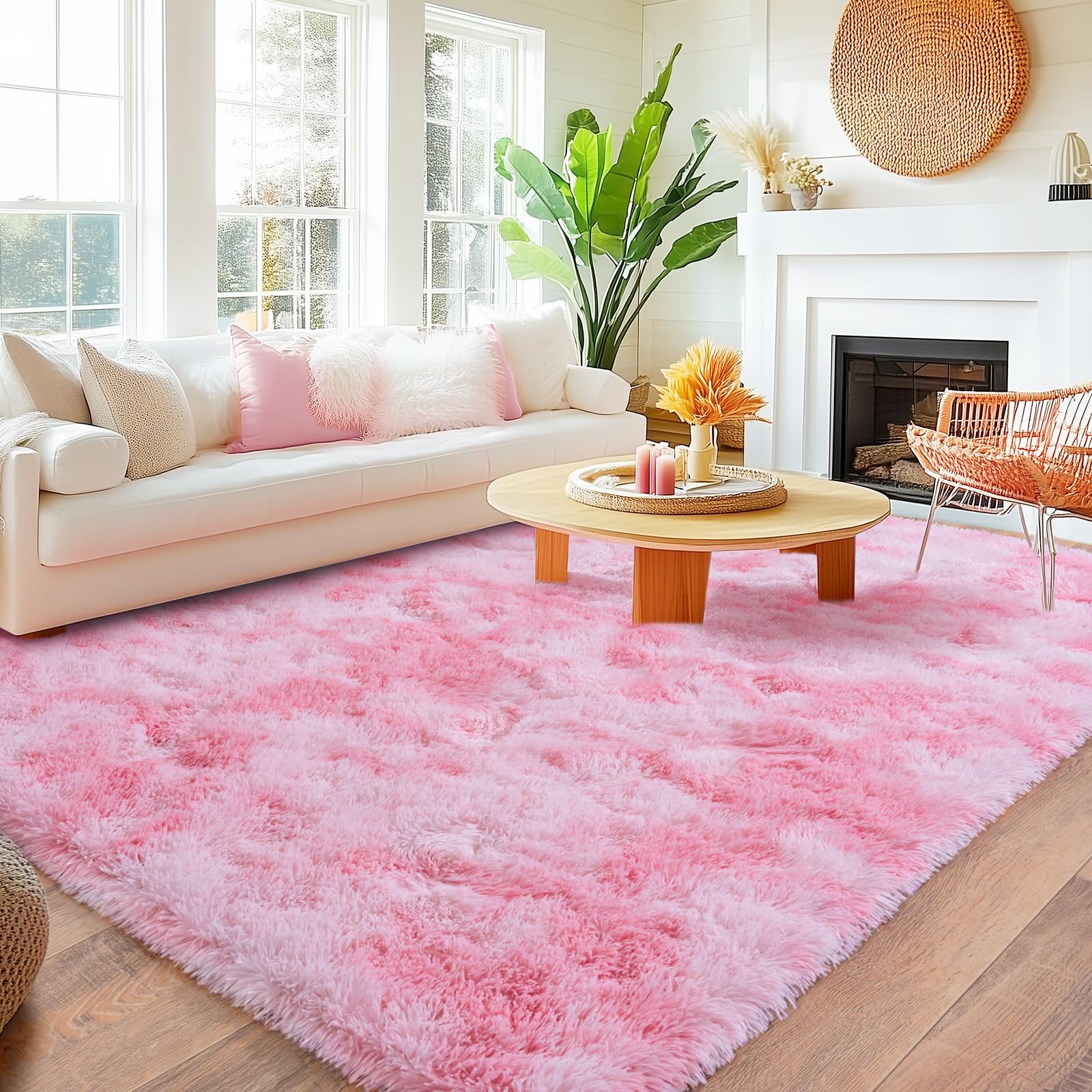 8x10 Area Rugs for Living Room, Large Ultra Fluffy Fuzzy Shag Rug for Bedroom, Modern Plush Soft High Pile Upgrade Non-Slip Carpet for Kids Girls and Boys Room Decor, Tie-Dyed Blue Grey