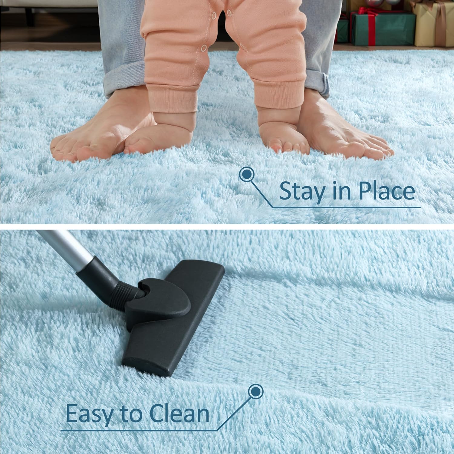 Ultra Soft Fluffy Rugs for Bedroom 4x6 Feet, Shag Area Rugs for Living Room, Large Comfy Furry Rug for Boys Kids Baby Room Decor, Non Slip Nursery Rug Modern Indoor Fuzzy Floor Carpet, Light Blue