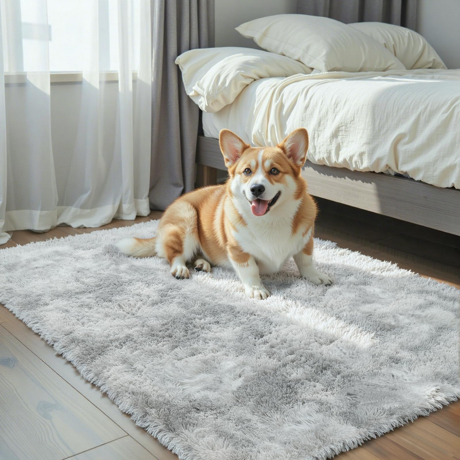 8x10 Area Rugs for Living Room Bedroom Fluffy, Large Area Rug Shag Shaggy Carpet Soft Plush Furry Bedside Rug, Area Rugs for Home Decor(8 x 10, Dark Blue Tie-Dyed)