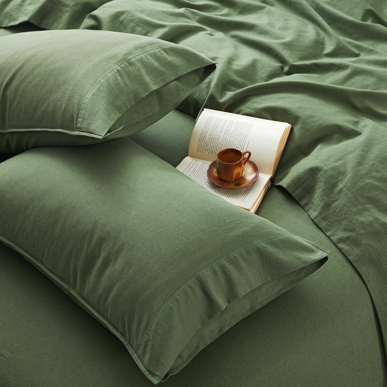 4Pcs Organic Linen Sheets King Size, 100% French Linen from Normandy, Tear-Resistant Natural Linen King Sheet Set with 16 Inch Deep Pocket, 1 Flat Sheet, 1 Fitted Sheet, 2 Pillowcases