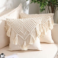 Cushion Covers Macrame Cushion Cover Woven Boho Cushion Cover for Bed Sofa Couch Bench Car Home Decor Comfortable Square with Tassels Set of 2 Decorative Pillow Covers