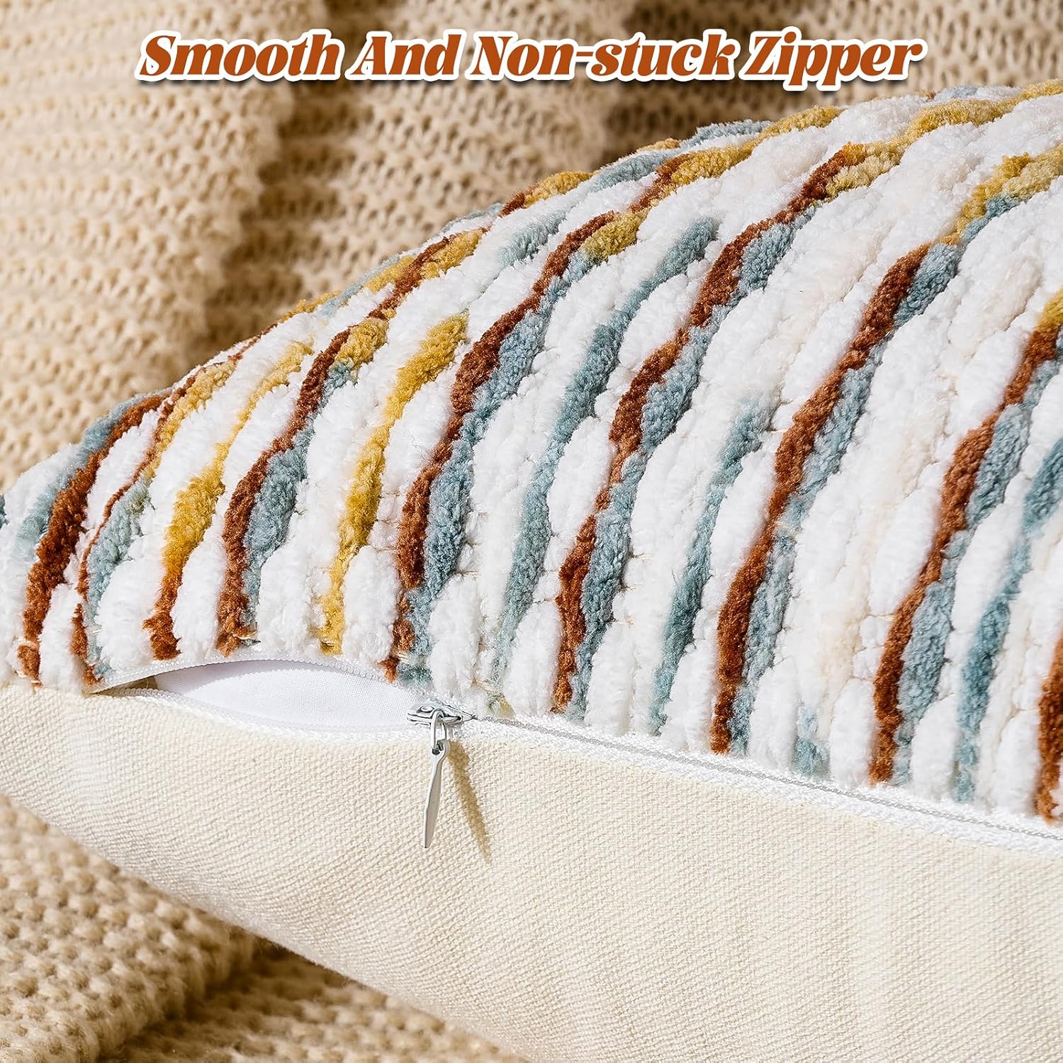 20×20 Inch Brown Boho Chenille Pillow Covers, Set of 2 Tufted Pillowcases for Home Decor