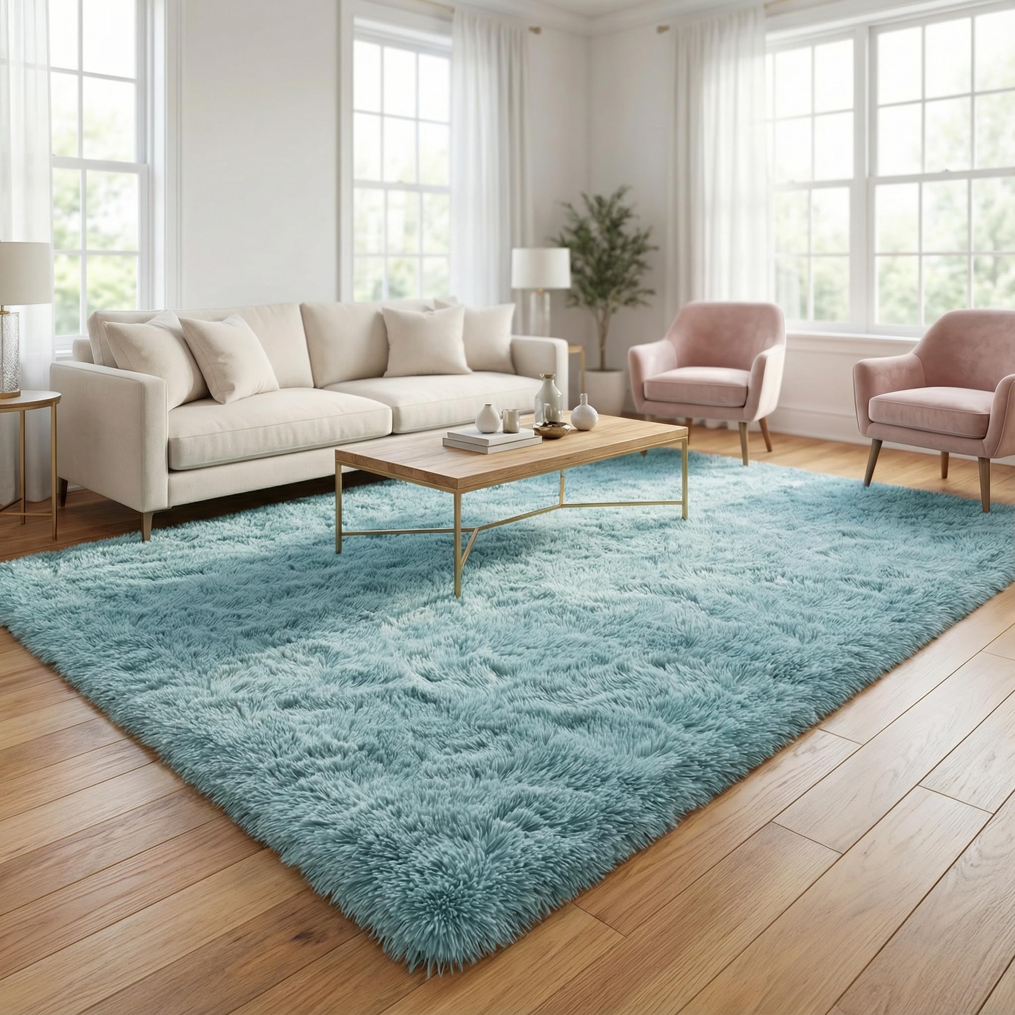 Merelax Soft Modern Indoor Shaggy Area Rug for Bedroom Livingroom Dorm Kids Room Home Decorative, Non-Slip Plush Fluffy Furry Fur Rugs Comfy Nursery Accent Floor Carpet 2x3 Feet, Black