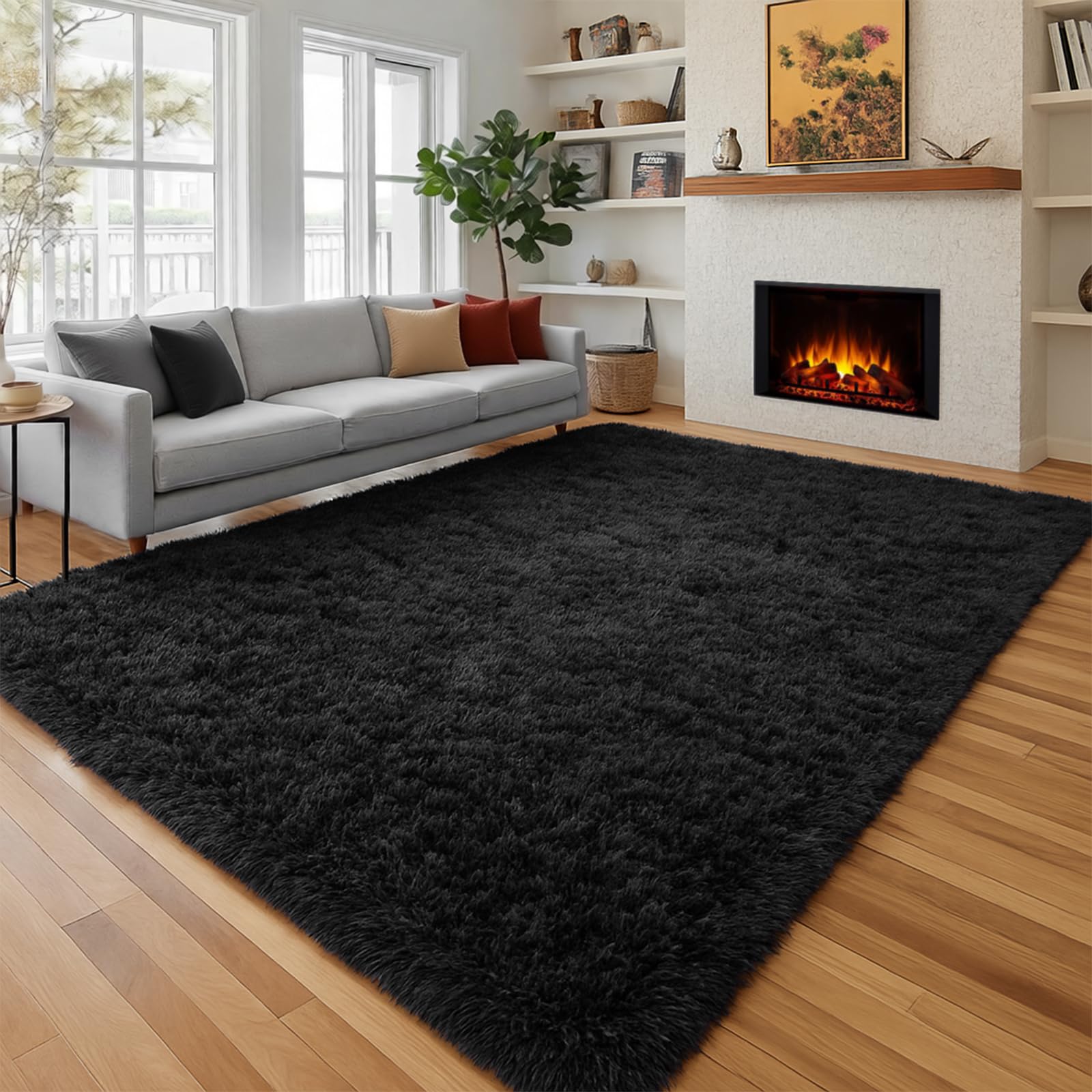 PAGISOFE Abstract Soft Shaggy Rugs for Living Room 5x8 Ft,Tie-Dyed Grey Fluffy Rugs for Kids Room Furry Carpets for Bedroom Room Decor Aesthetic Large Shag Carpet for Boys Girls Dorm Nursery