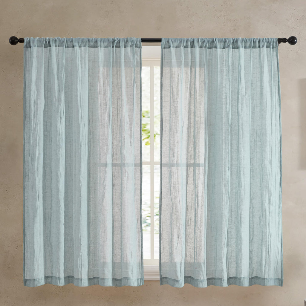 French Connection - Charter Crushed, Window Curtain, Set of 2 Panels, Semi Sheer, Modern Home Decor, Drapes for Living Room, Dining Room, Bedroom, Dorm, Measures 50" x 108", Natural