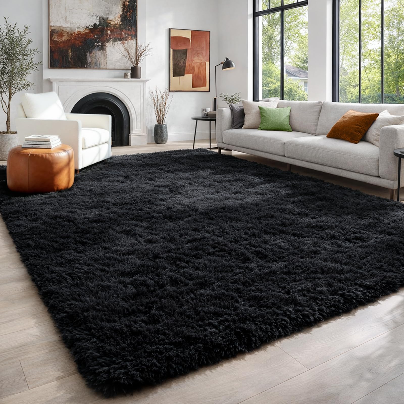 PAGISOFE Abstract Soft Shaggy Rugs for Living Room 5x8 Ft,Tie-Dyed Grey Fluffy Rugs for Kids Room Furry Carpets for Bedroom Room Decor Aesthetic Large Shag Carpet for Boys Girls Dorm Nursery