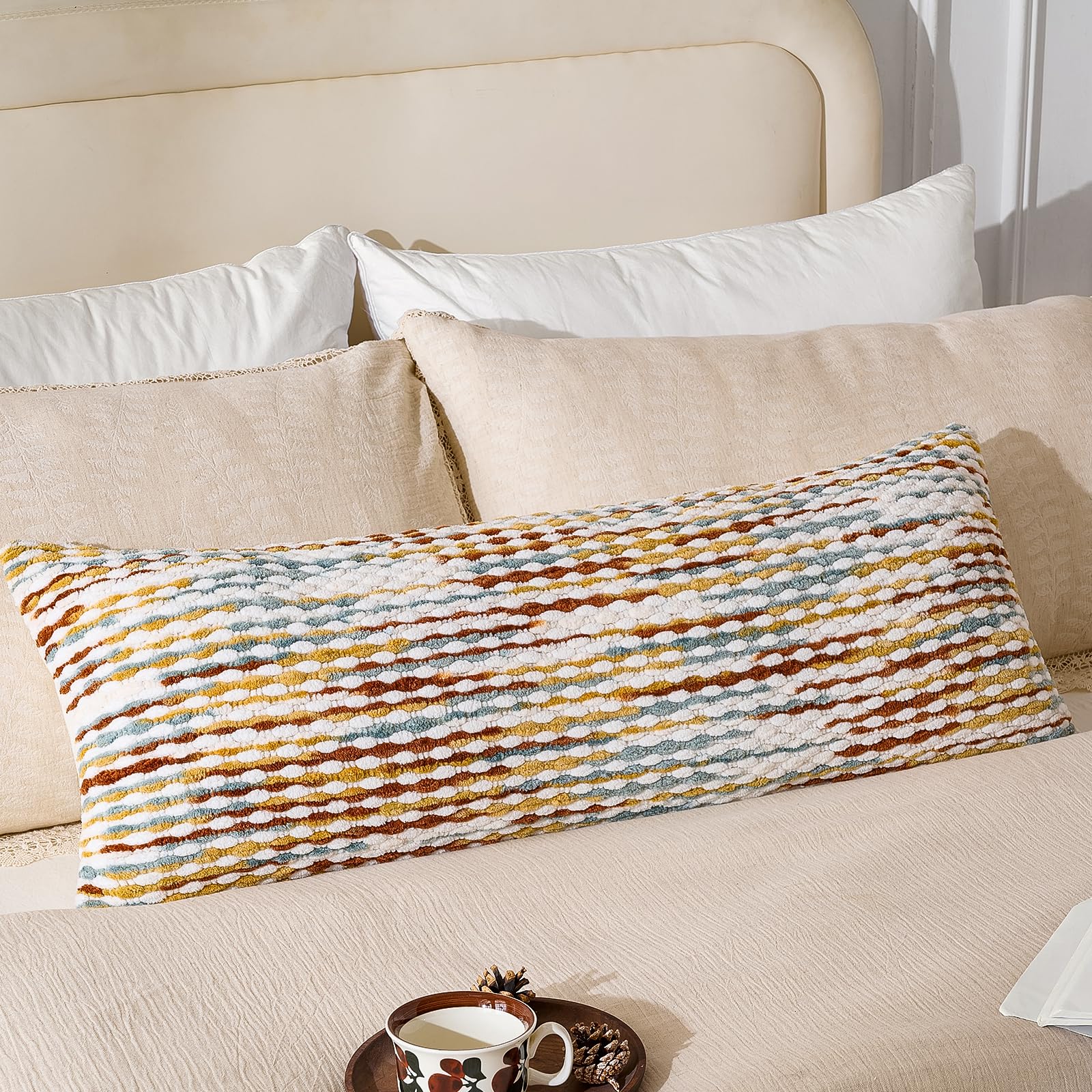 20×20 Inch Brown Boho Chenille Pillow Covers, Set of 2 Tufted Pillowcases for Home Decor