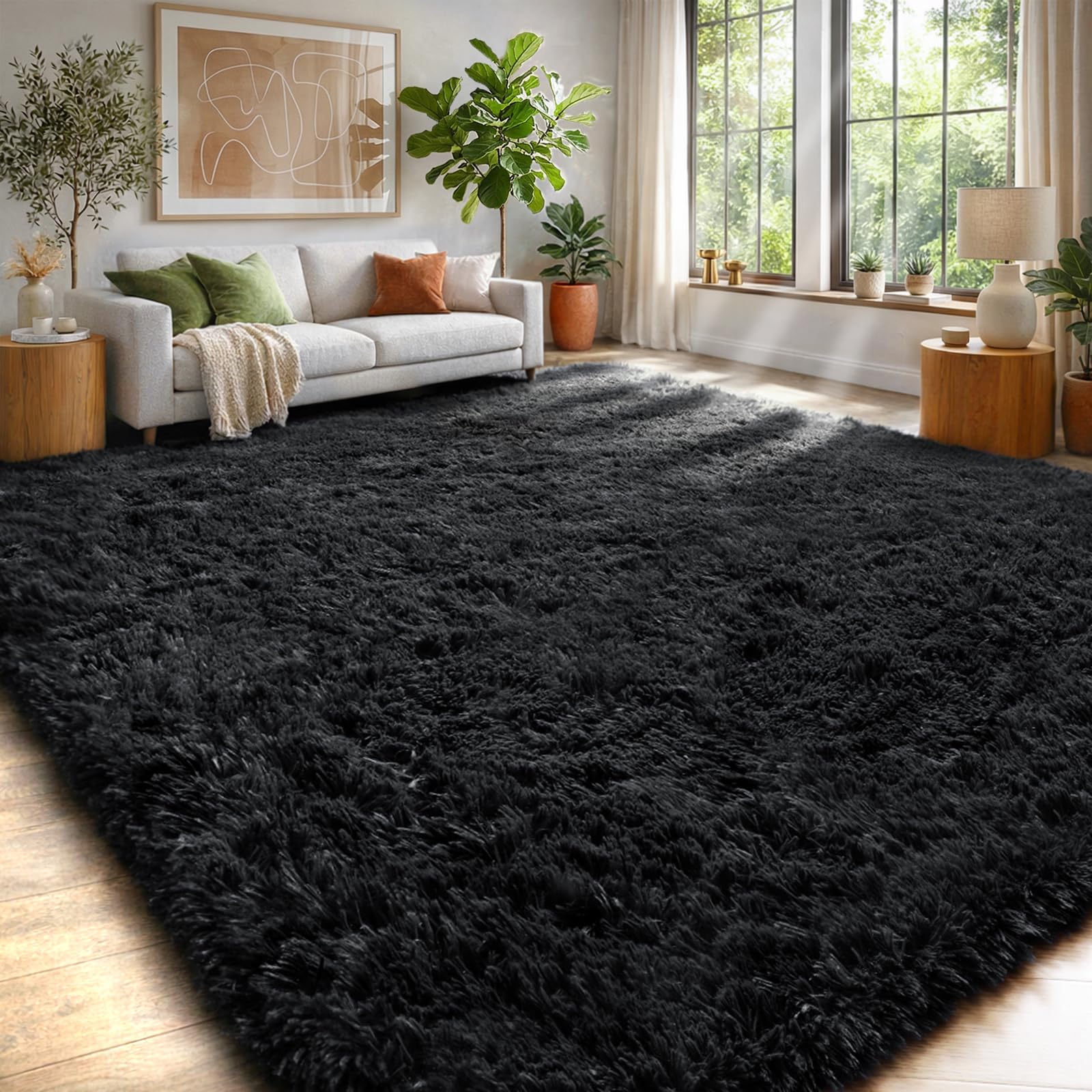 PAGISOFE Abstract Soft Shaggy Rugs for Living Room 5x8 Ft,Tie-Dyed Grey Fluffy Rugs for Kids Room Furry Carpets for Bedroom Room Decor Aesthetic Large Shag Carpet for Boys Girls Dorm Nursery