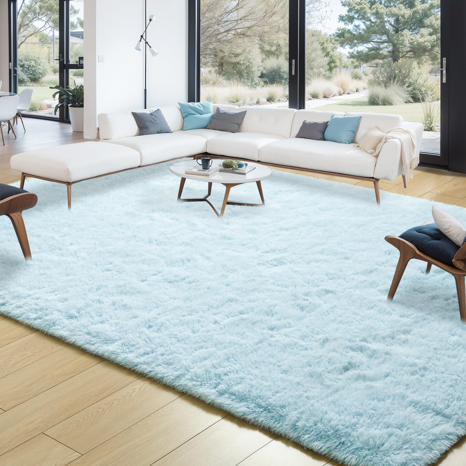 Merelax Soft Modern Indoor Shaggy Area Rug for Bedroom Livingroom Dorm Kids Room Home Decorative, Non-Slip Plush Fluffy Furry Fur Rugs Comfy Nursery Accent Floor Carpet 2x3 Feet, Black