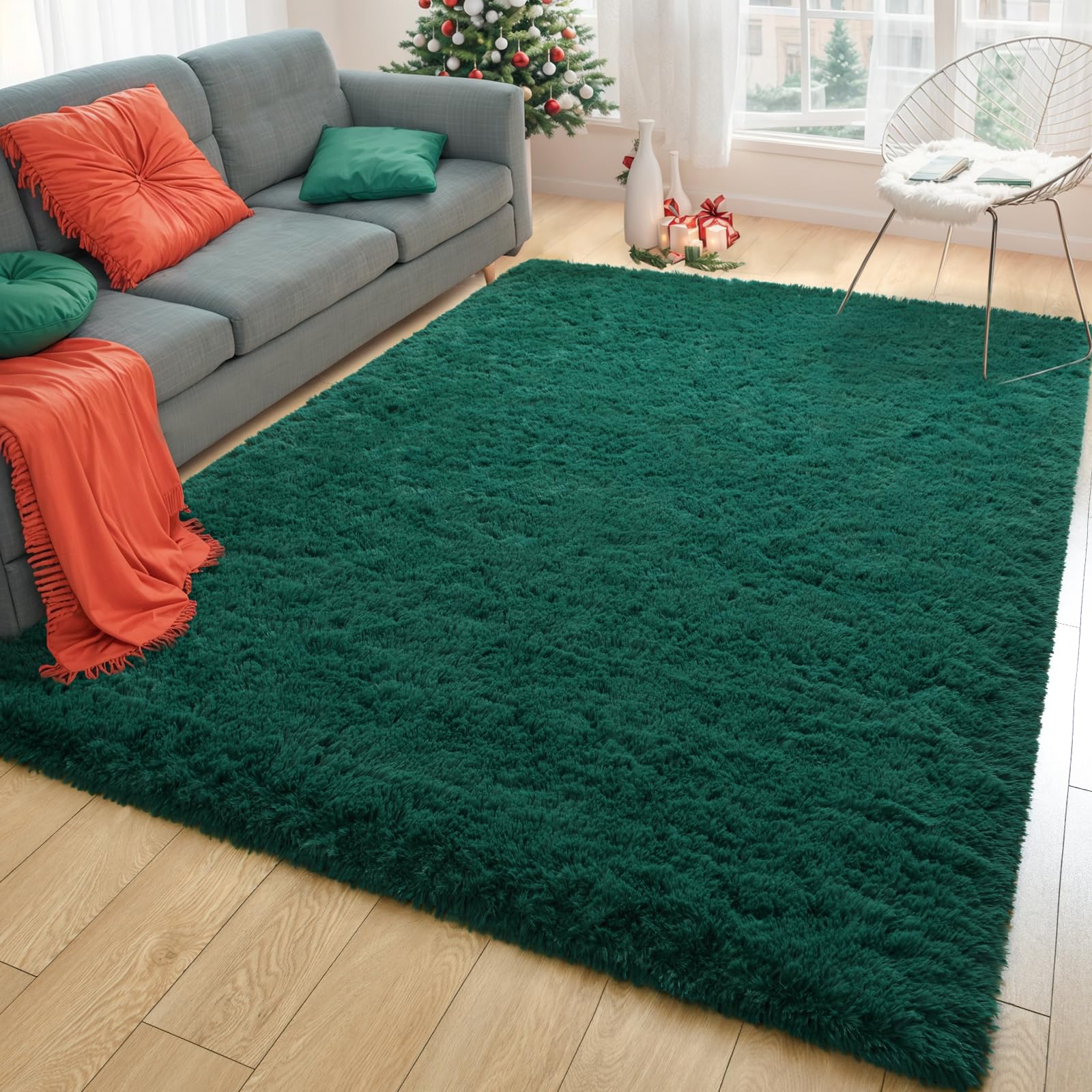 Merelax Soft Modern Indoor Shaggy Area Rug for Bedroom Livingroom Dorm Kids Room Home Decorative, Non-Slip Plush Fluffy Furry Fur Rugs Comfy Nursery Accent Floor Carpet 2x3 Feet, Black