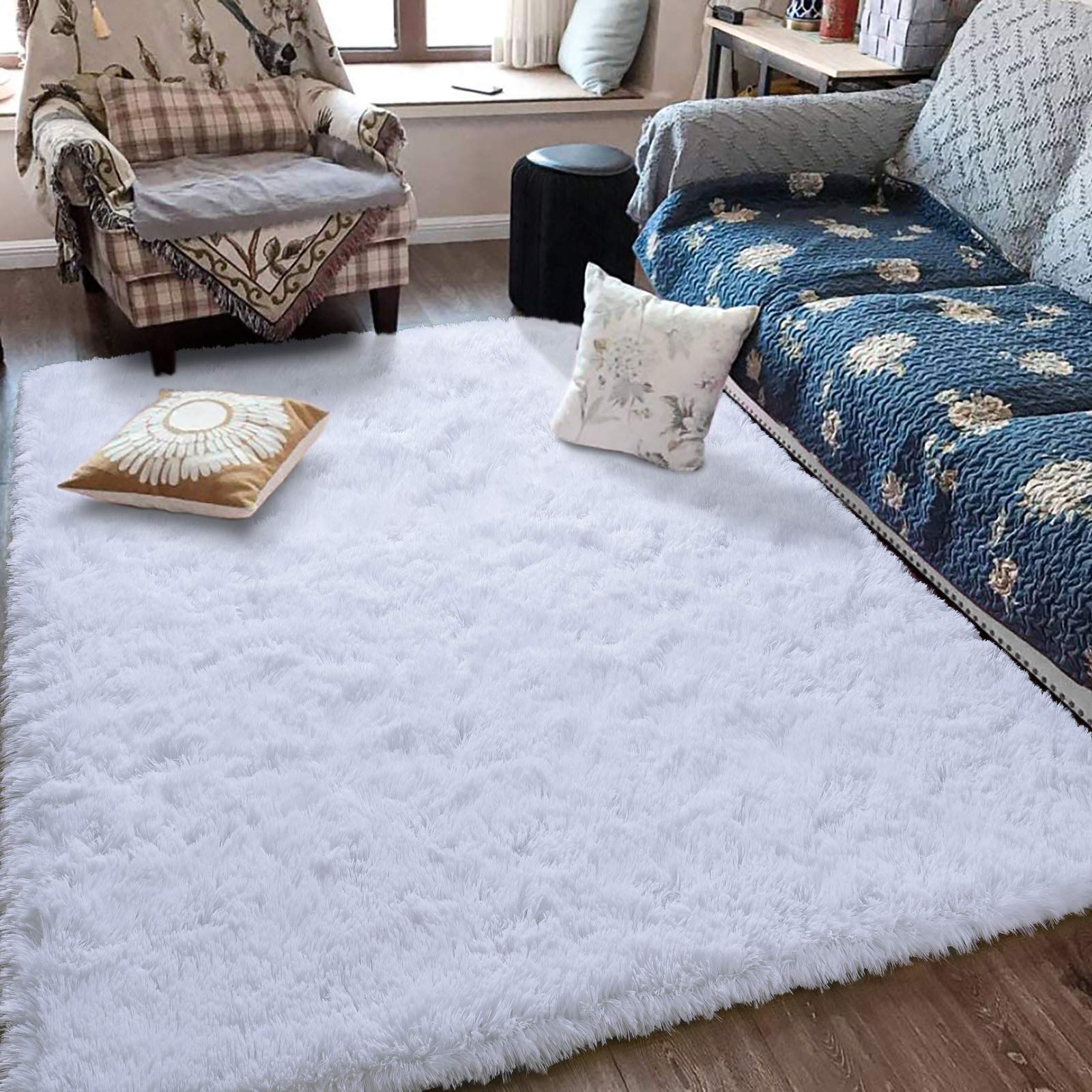 Ultra Soft Fluffy Rugs for Bedroom 4x6 Feet, Shag Area Rugs for Living Room, Large Comfy Furry Rug for Boys Kids Baby Room Decor, Non Slip Nursery Rug Modern Indoor Fuzzy Floor Carpet, Light Blue