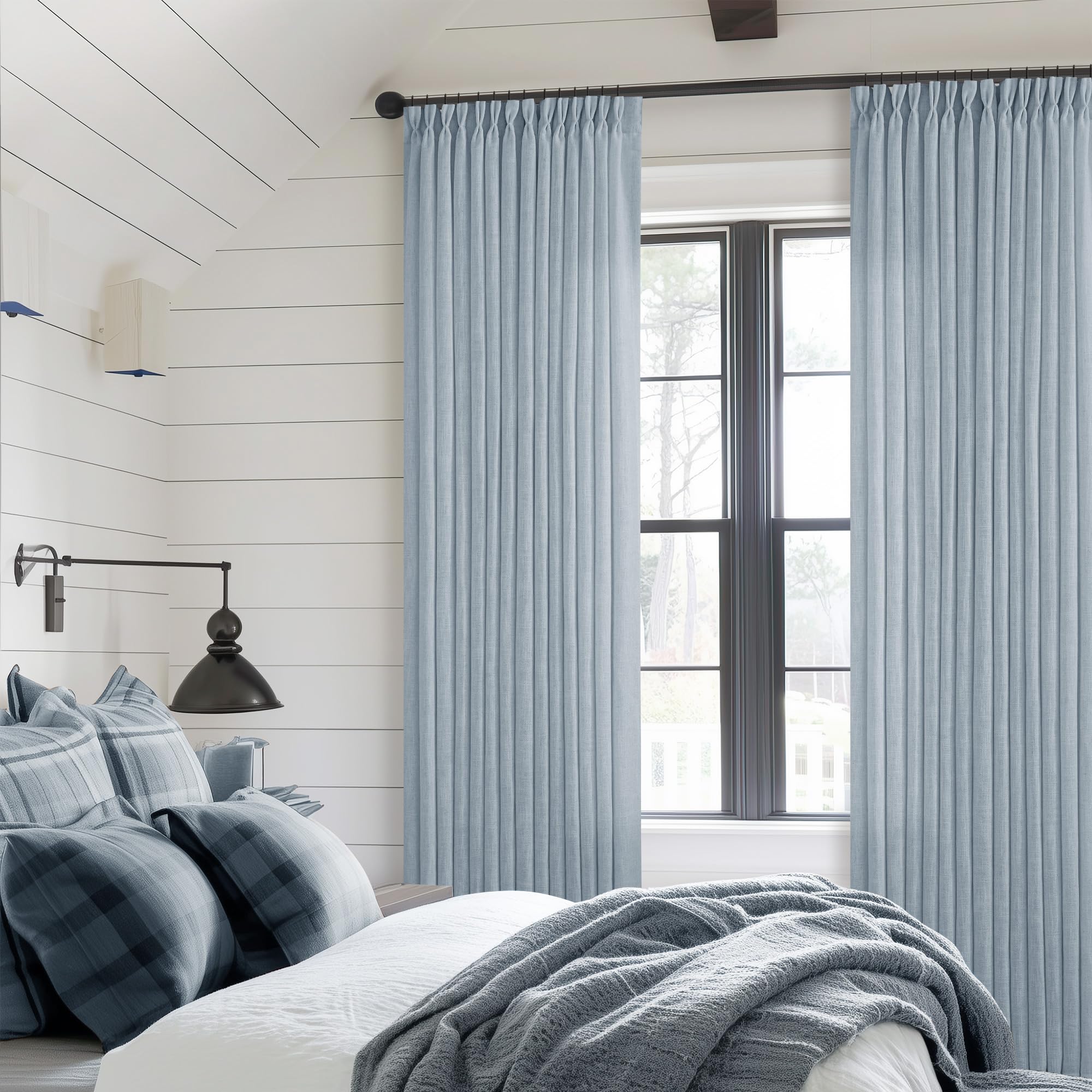 Dutch Cocoa Pinch Pleated Linen Curtains 84 Inches Long 60 Inch Width Linen Blend Light Filtering Window Curtains 84 Inch for Living Room Bedroom Patio Pinch Pleat Drapes Hooks Rings 1 Panel 60Wx84L