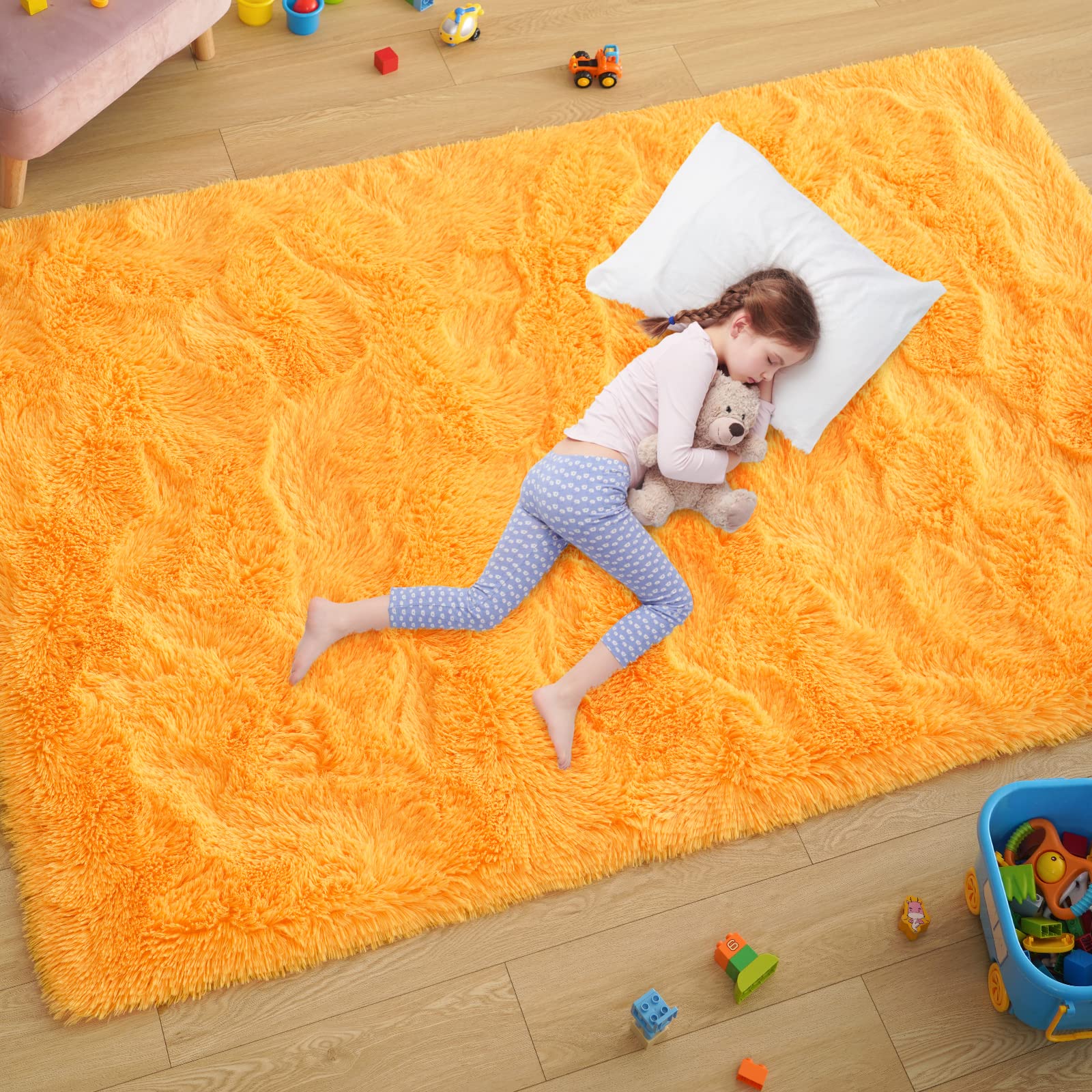 Ultra Soft Fluffy Rugs for Bedroom 4x6 Feet, Shag Area Rugs for Living Room, Large Comfy Furry Rug for Boys Kids Baby Room Decor, Non Slip Nursery Rug Modern Indoor Fuzzy Floor Carpet, Light Blue
