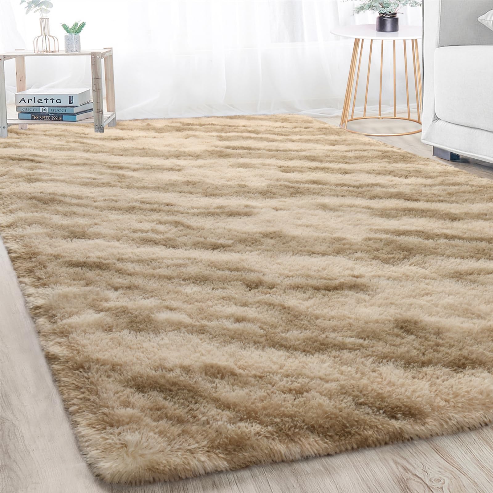 Merelax Soft Modern Indoor Shaggy Area Rug for Bedroom Livingroom Dorm Kids Room Home Decorative, Non-Slip Plush Fluffy Furry Fur Rugs Comfy Nursery Accent Floor Carpet 2x3 Feet, Black