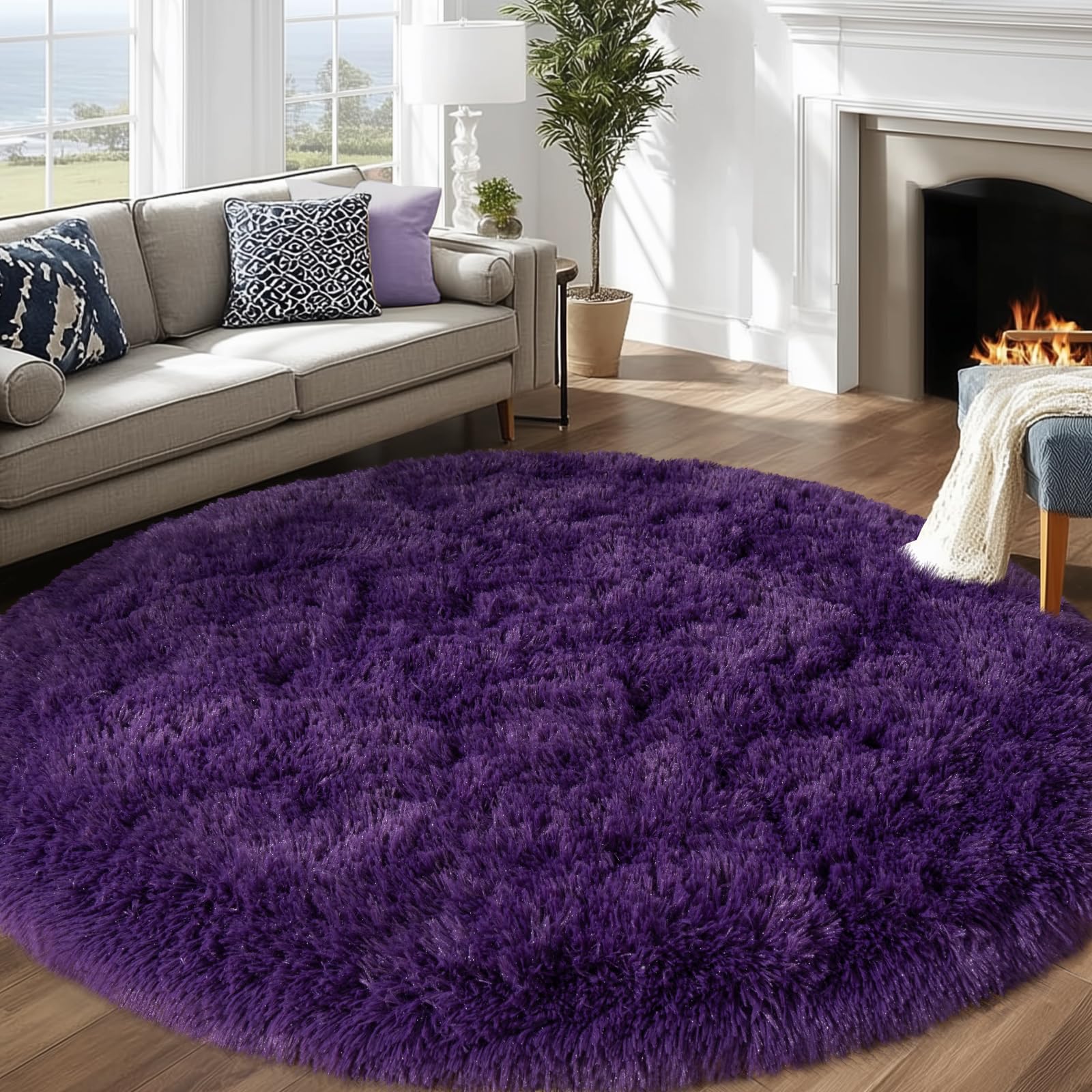 Fluffy Rugs for Living Room Bedroom, 5x7 Feet Abstract Blue Shag Area Rugs, Non-Slip Indoor Modern Fuzzy Plush Floor Carpet for Dorm Nursery Kids Room Decor, Soft Shaggy Throw Rug