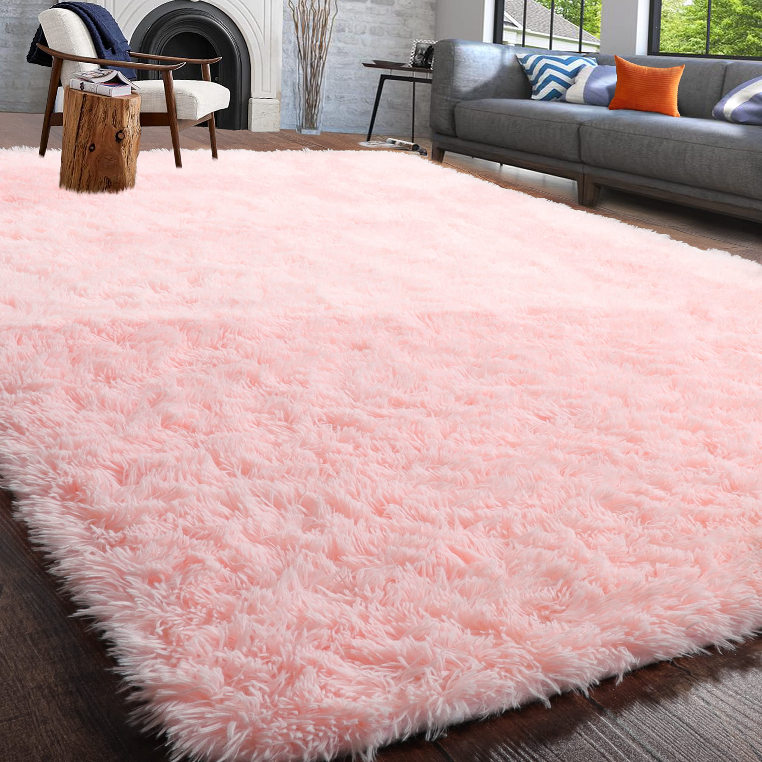 PAGISOFE Abstract Soft Shaggy Rugs for Living Room 5x8 Ft,Tie-Dyed Grey Fluffy Rugs for Kids Room Furry Carpets for Bedroom Room Decor Aesthetic Large Shag Carpet for Boys Girls Dorm Nursery