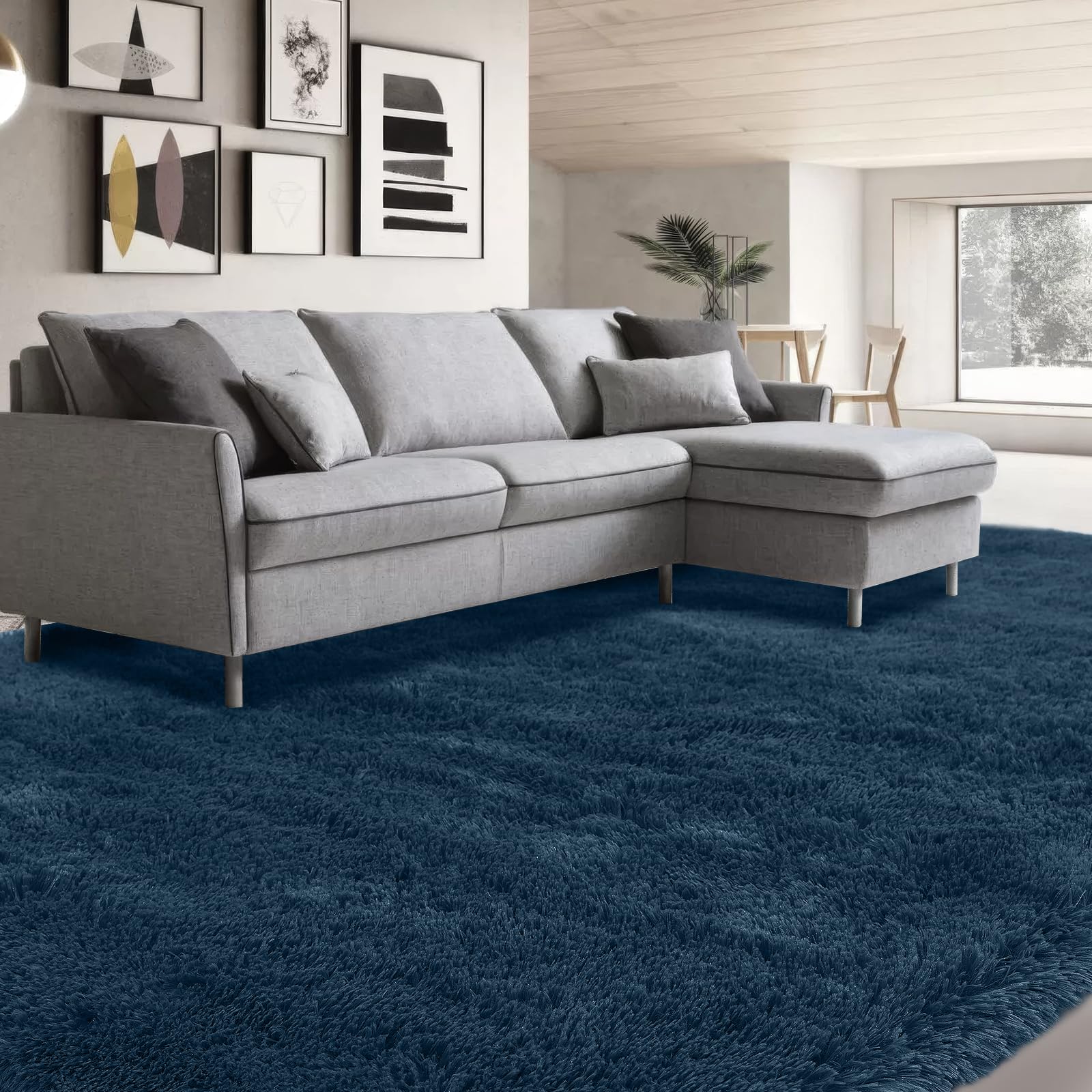 CAIYUECS Shag Area Rug,Indoor Ultra Soft Fluffy Plush Rugs for Bedroom Living Room, Non-Skid Modern Nursery Faux Fur Rugs for Kids Room Home Decor (Tie-Dyed Light Gray, 5x7 Feet)