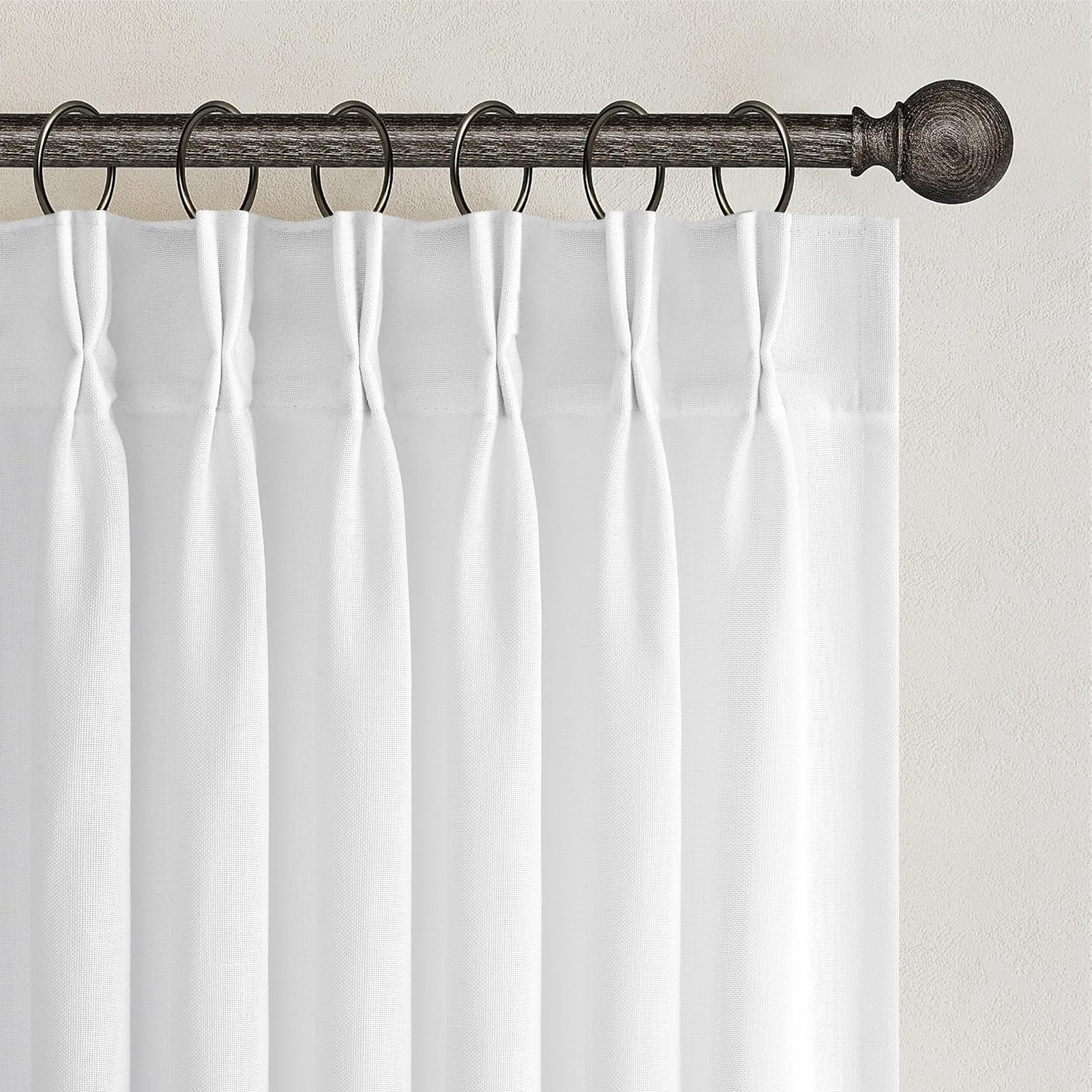 Topfinel 102 Inch Curtains 1 Panels Set,One Packs Pinch Pleat Back Tab Linen Window Semi Sheer Privacy Thick Decorative Curtain Drapes for Living Room Bedroom,60x102 in Long,Oatmeal