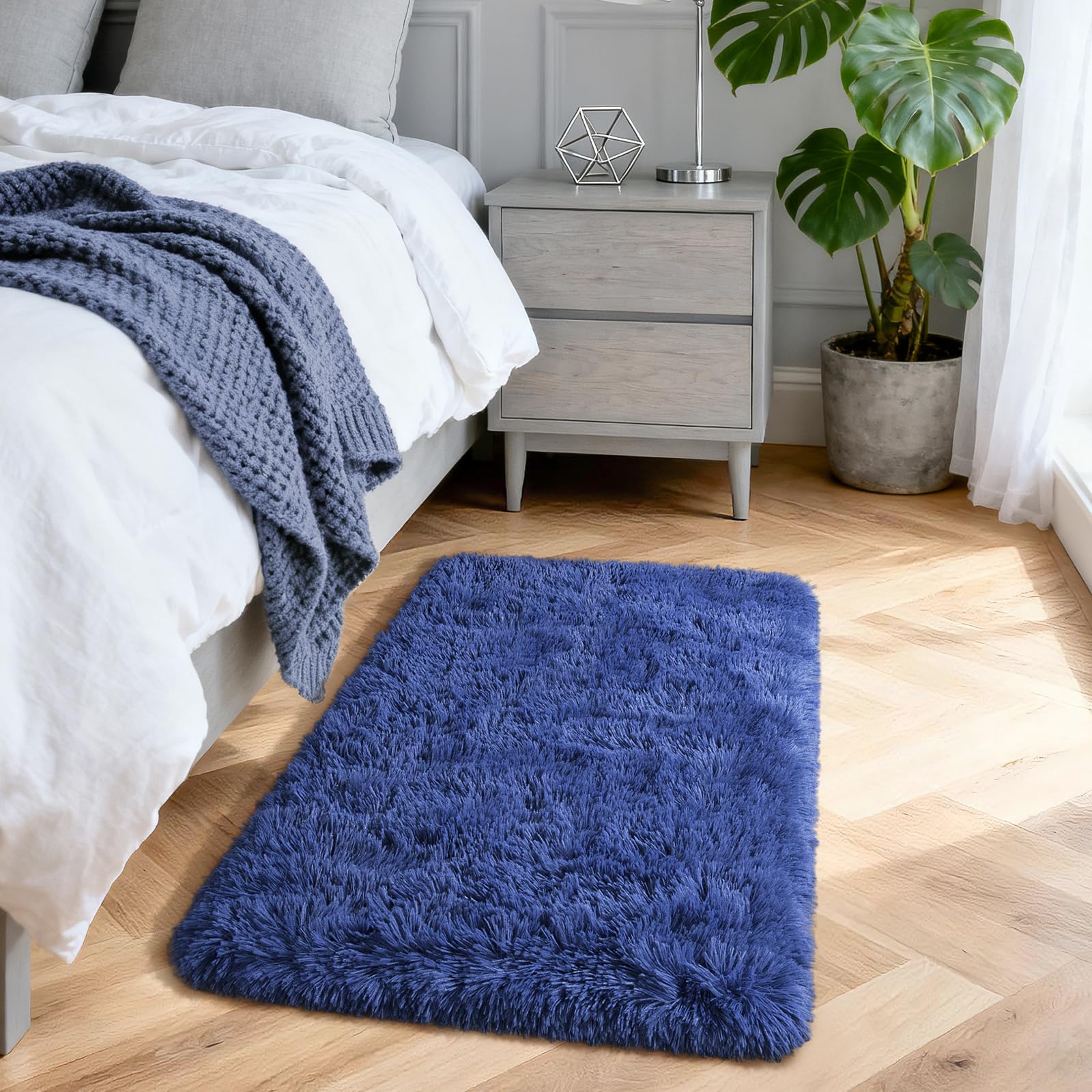 Merelax Soft Modern Indoor Shaggy Area Rug for Bedroom Livingroom Dorm Kids Room Home Decorative, Non-Slip Plush Fluffy Furry Fur Rugs Comfy Nursery Accent Floor Carpet 2x3 Feet, Black