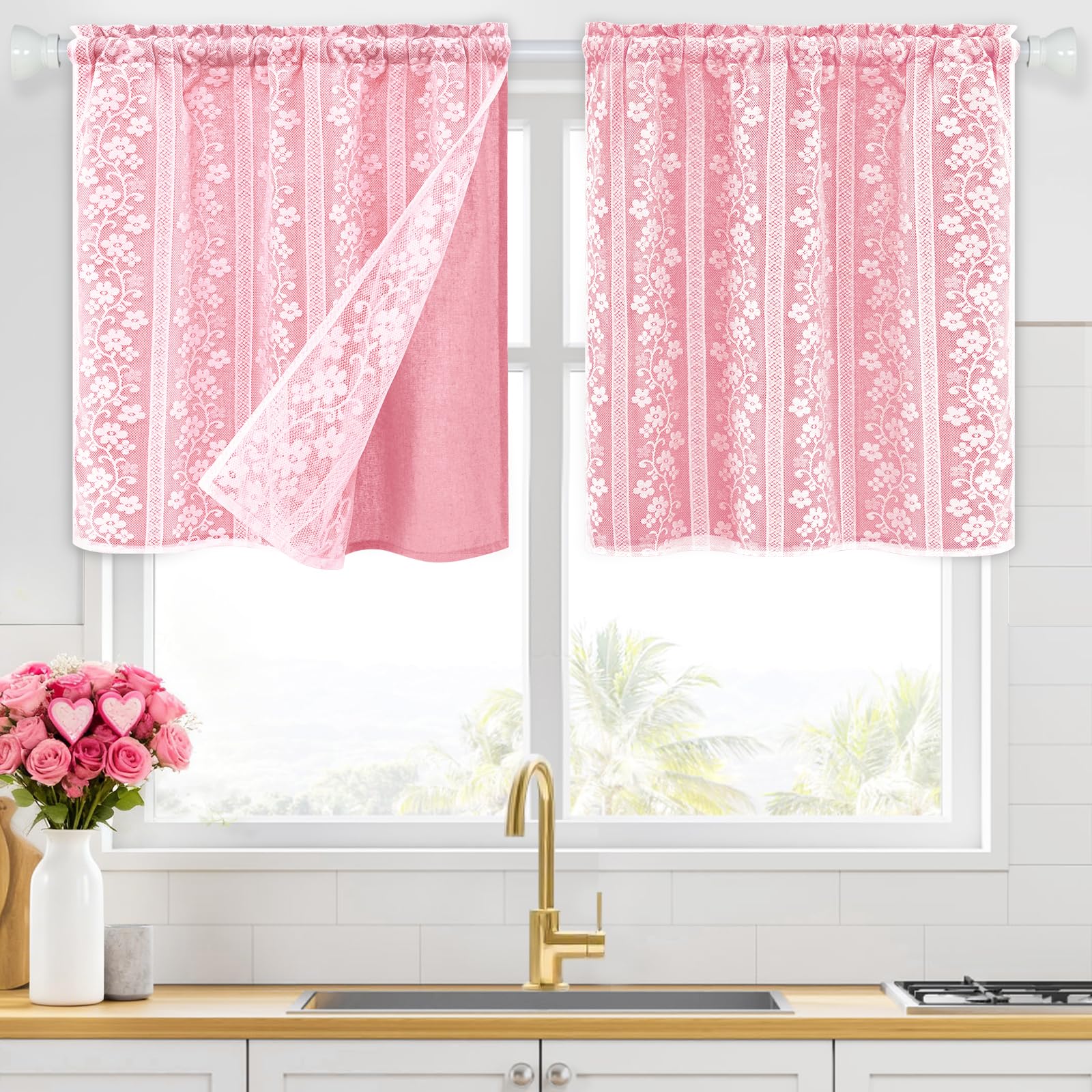 2-Panel 52×84" Beige Linen Curtains, Boho Farmhouse Window Drapes
