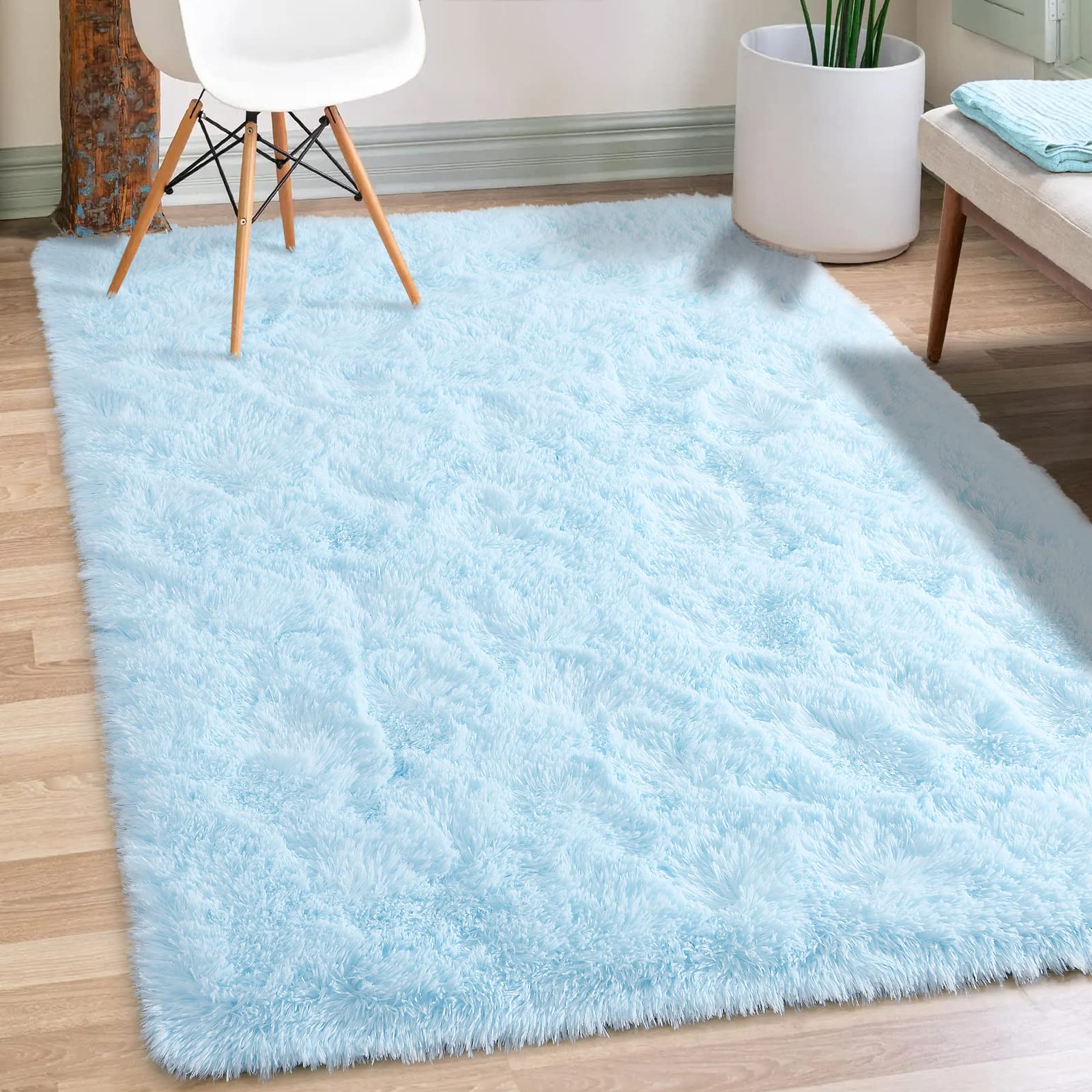Merelax Soft Modern Indoor Shaggy Area Rug for Bedroom Livingroom Dorm Kids Room Home Decorative, Non-Slip Plush Fluffy Furry Fur Rugs Comfy Nursery Accent Floor Carpet 2x3 Feet, Black