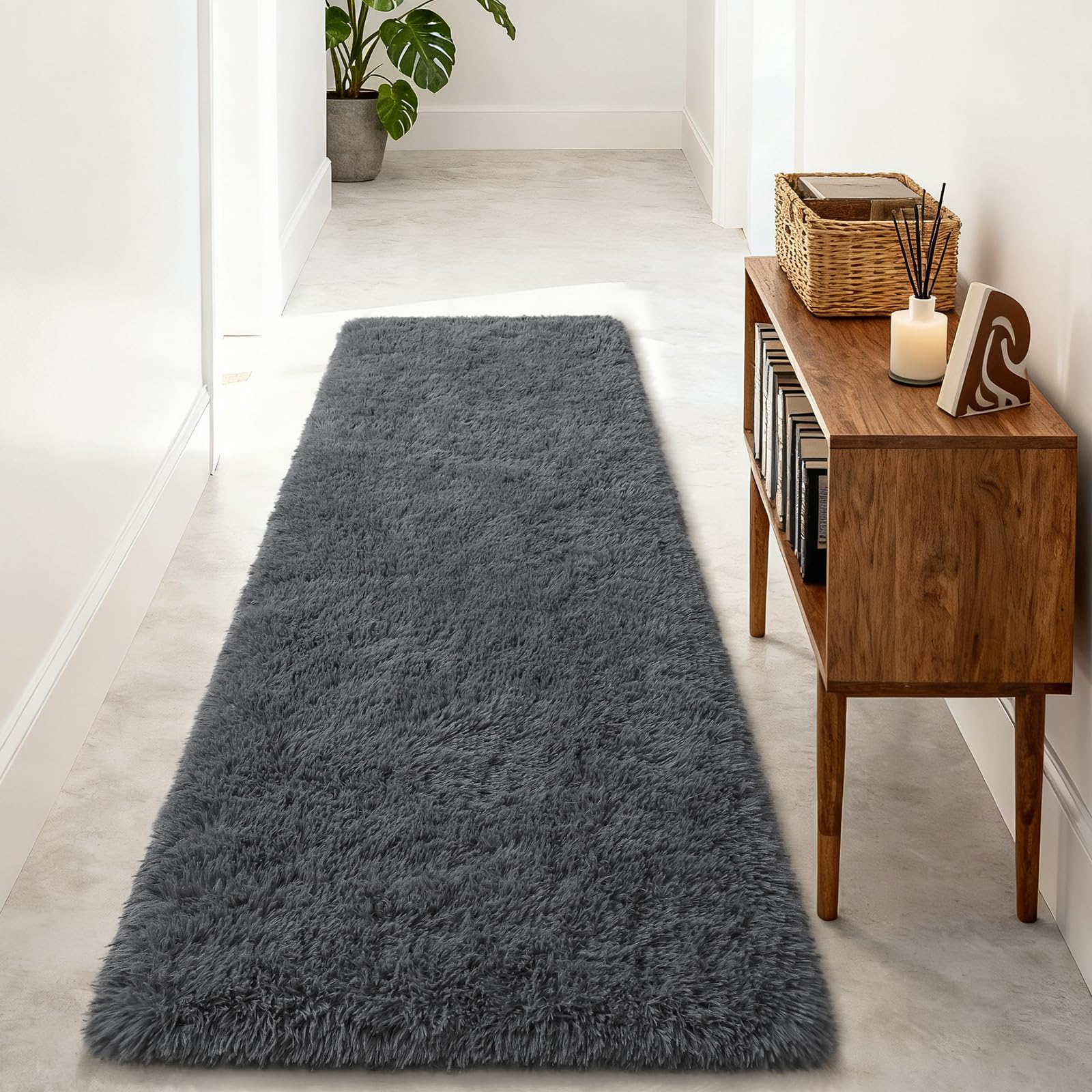 Merelax Soft Modern Indoor Shaggy Area Rug for Bedroom Livingroom Dorm Kids Room Home Decorative, Non-Slip Plush Fluffy Furry Fur Rugs Comfy Nursery Accent Floor Carpet 2x3 Feet, Black