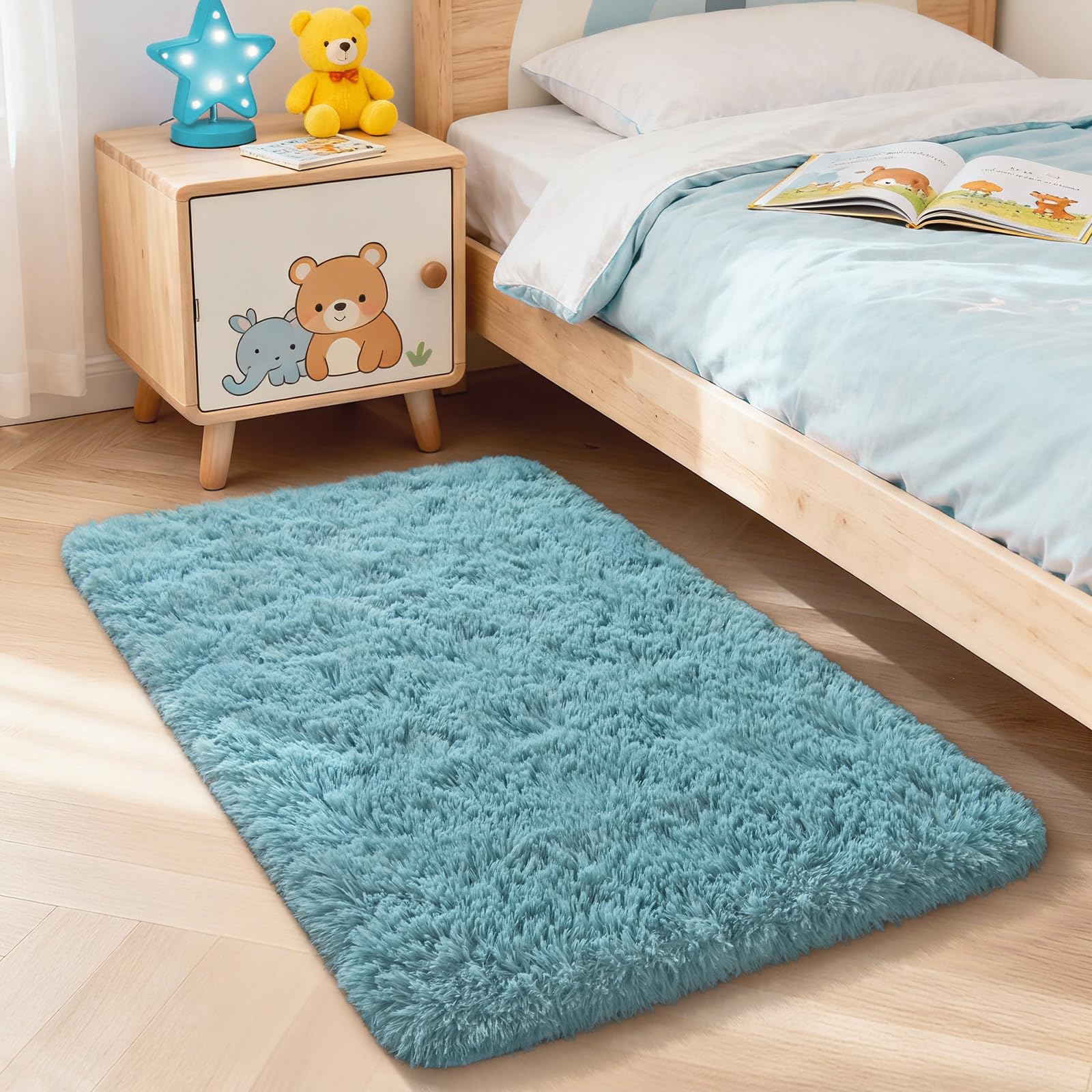 Merelax Soft Modern Indoor Shaggy Area Rug for Bedroom Livingroom Dorm Kids Room Home Decorative, Non-Slip Plush Fluffy Furry Fur Rugs Comfy Nursery Accent Floor Carpet 2x3 Feet, Black