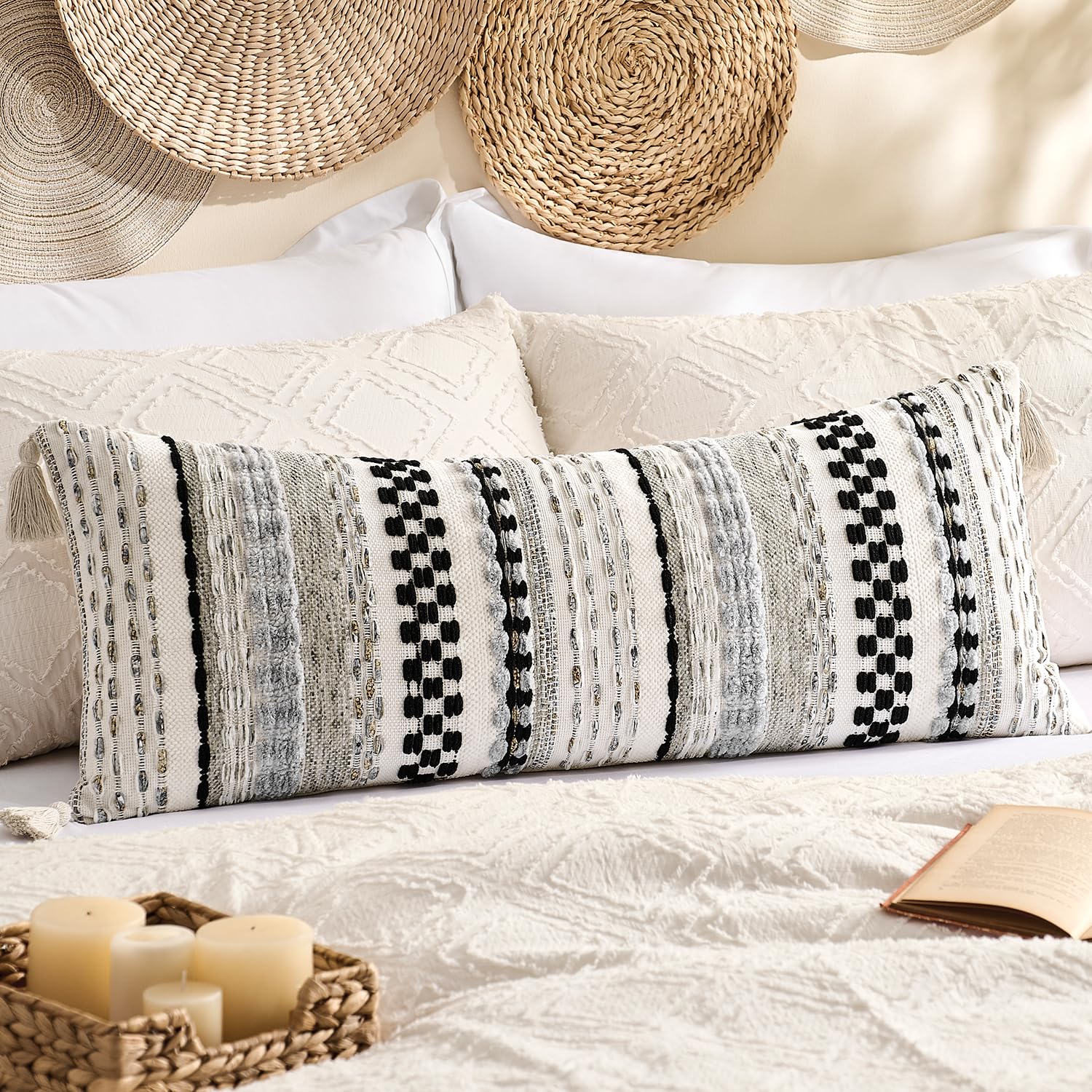 Kevin Textile 20x20 Inch Throw Pillow Cover 1 Pack Boho Decorative Soft Chenille Thread Woven Tufted Textured Square Cushion Case Farmhouse Accent for Living Room Couch Sofa Bed, Green