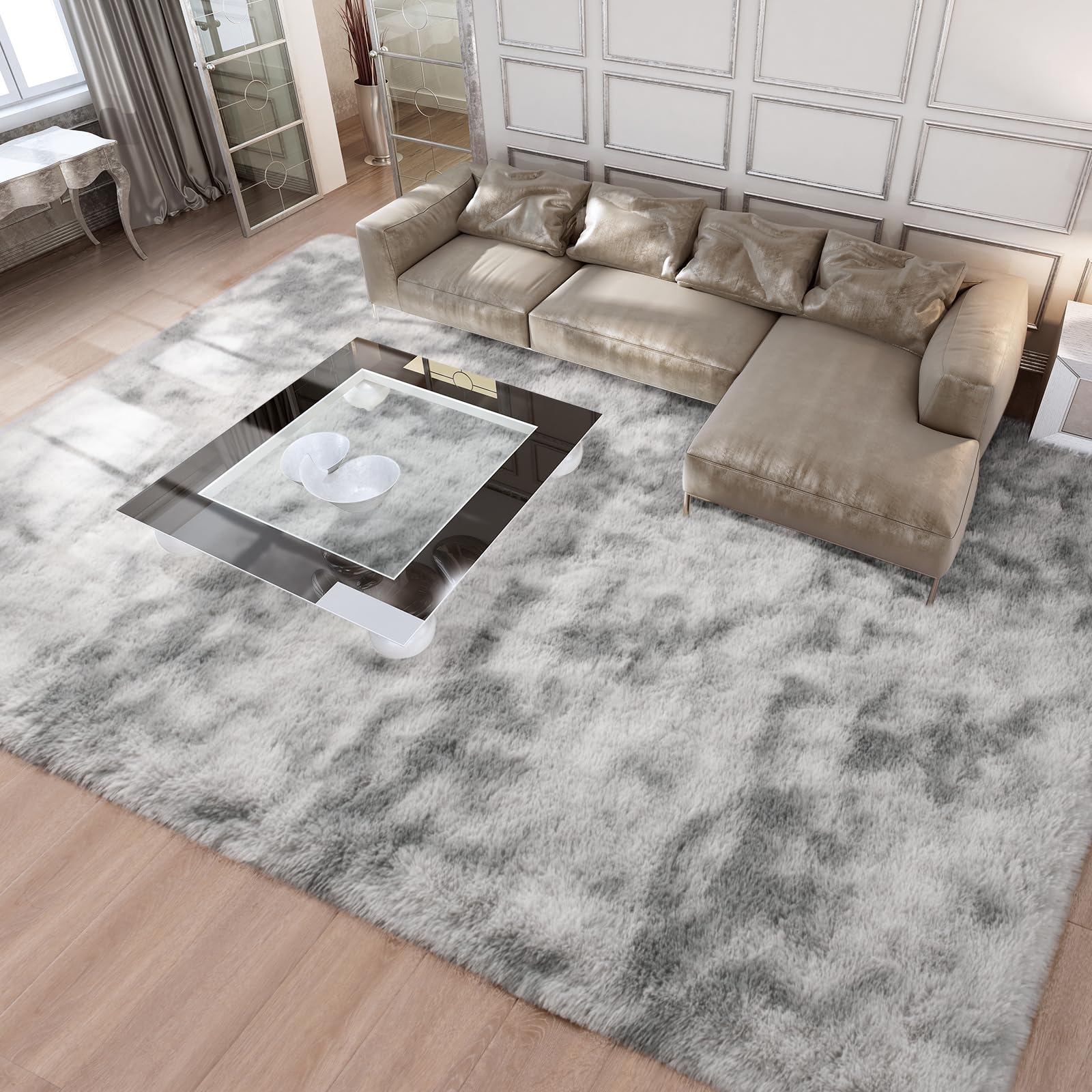 Merelax Soft Modern Indoor Shaggy Area Rug for Bedroom Livingroom Dorm Kids Room Home Decorative, Non-Slip Plush Fluffy Furry Fur Rugs Comfy Nursery Accent Floor Carpet 2x3 Feet, Black