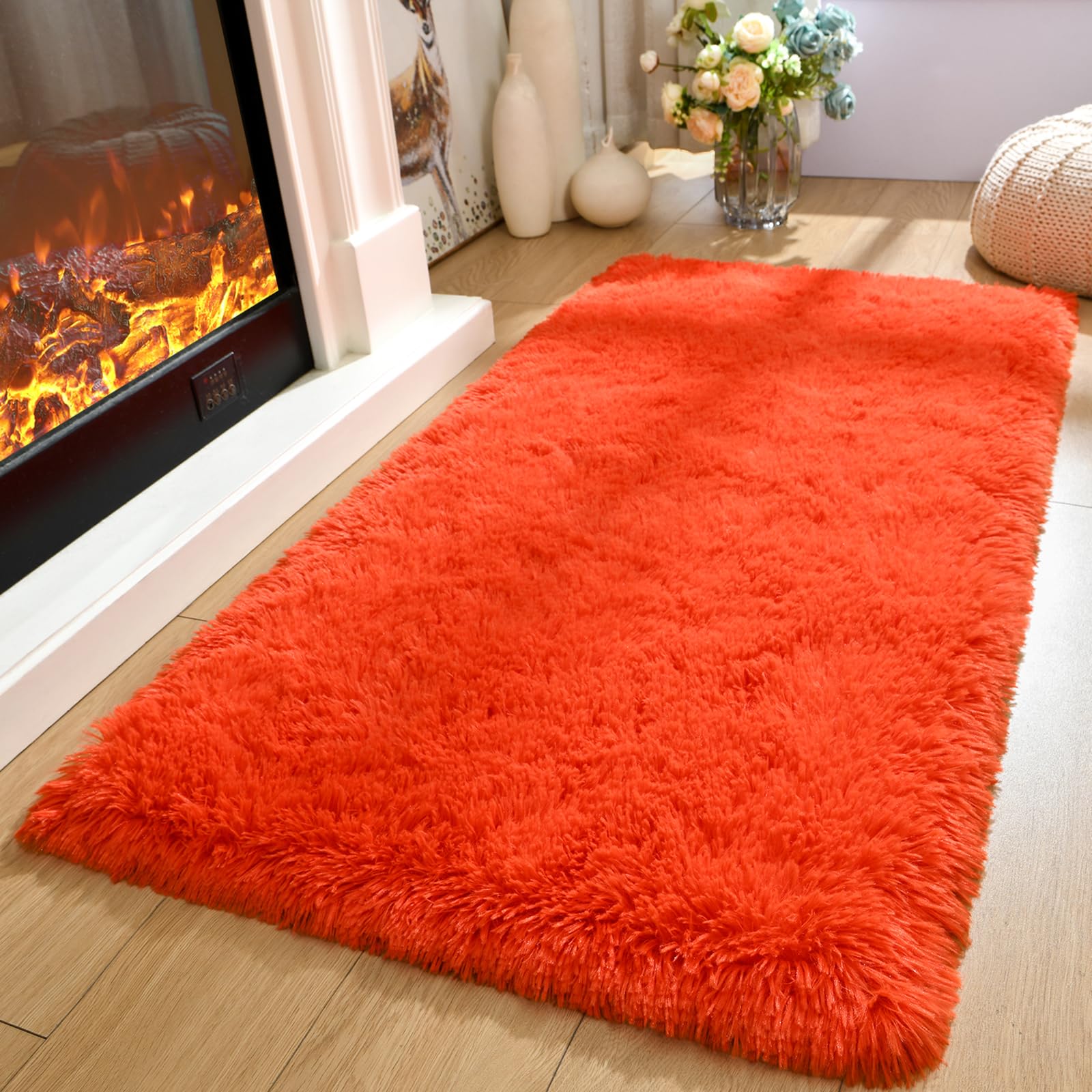 Merelax Soft Modern Indoor Shaggy Area Rug for Bedroom Livingroom Dorm Kids Room Home Decorative, Non-Slip Plush Fluffy Furry Fur Rugs Comfy Nursery Accent Floor Carpet 2x3 Feet, Black