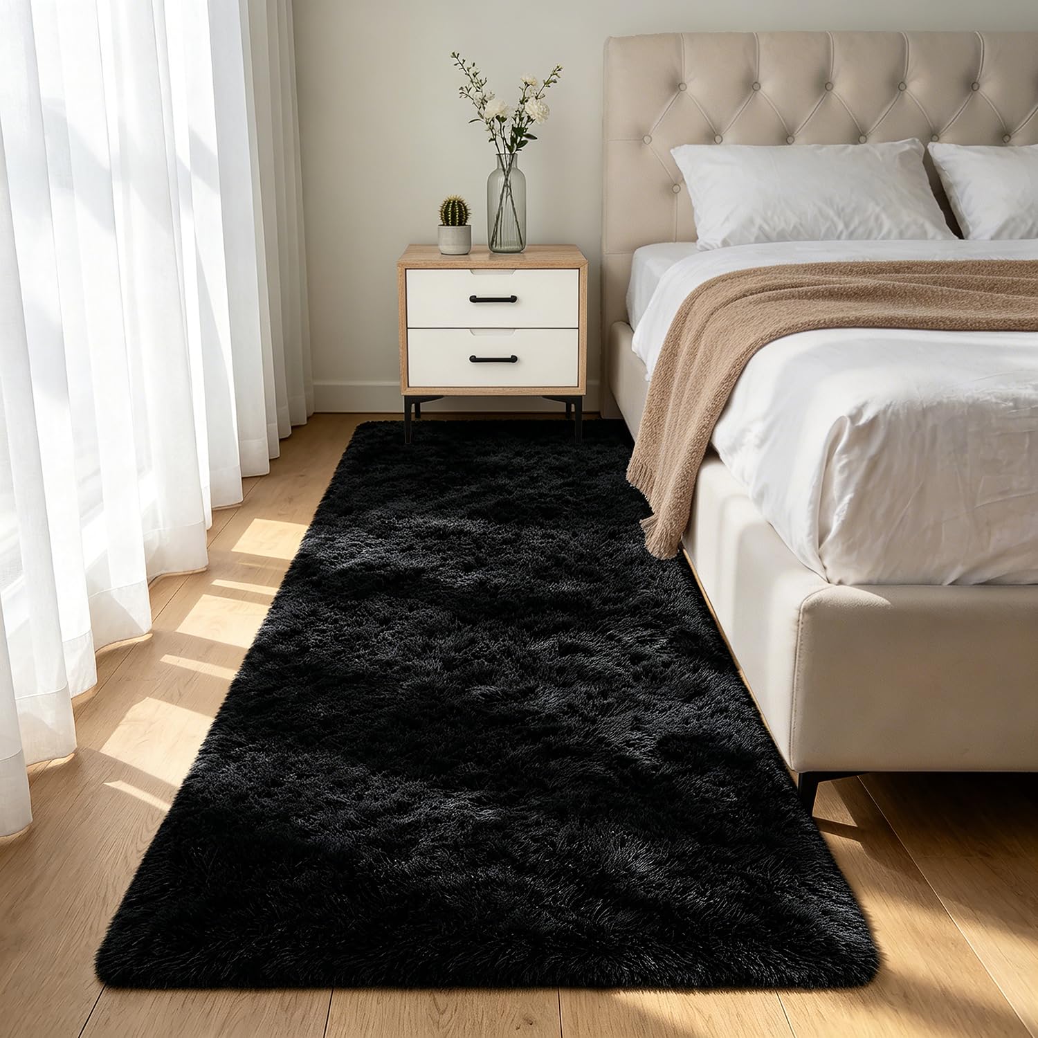 Shag Area Rugs for Bedroom Living Room,8X10 Ultra Soft Fluffy Area Rugs for Dorm, Indoor Carpet Nursery Rugs for Kids Girls Room Home Decor,Tie-Dye Grey