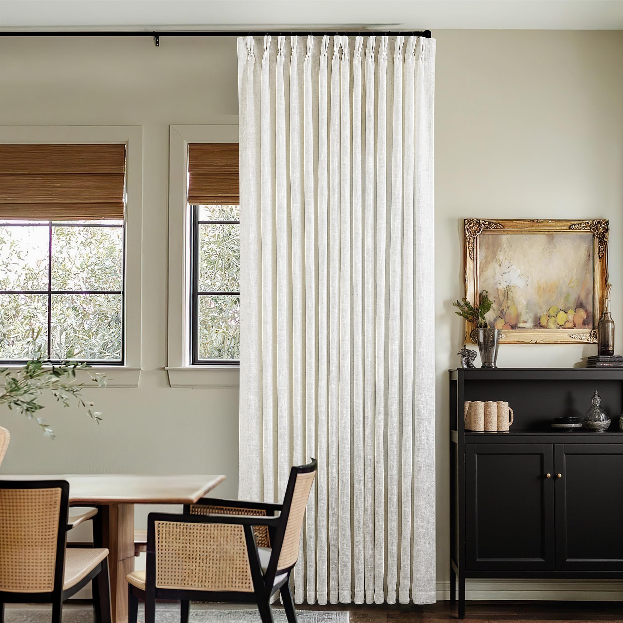 Dutch Cocoa Pinch Pleated Linen Curtains 84 Inches Long 60 Inch Width Linen Blend Light Filtering Window Curtains 84 Inch for Living Room Bedroom Patio Pinch Pleat Drapes Hooks Rings 1 Panel 60Wx84L