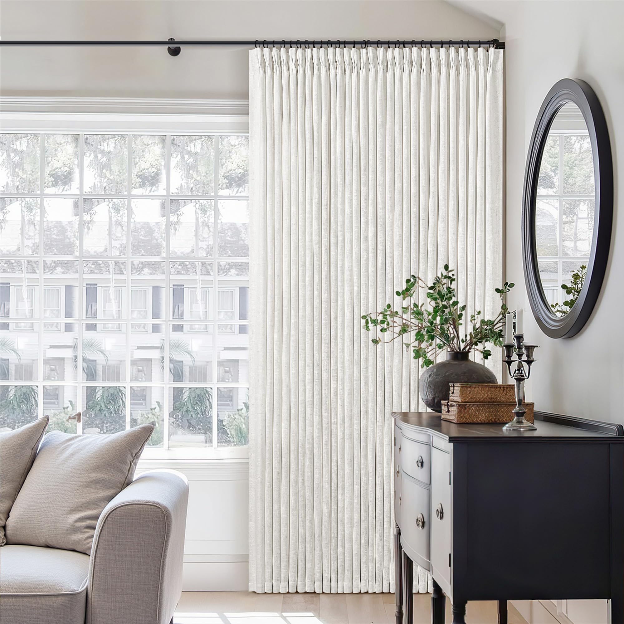 Dutch Cocoa Pinch Pleated Linen Curtains 84 Inches Long 60 Inch Width Linen Blend Light Filtering Window Curtains 84 Inch for Living Room Bedroom Patio Pinch Pleat Drapes Hooks Rings 1 Panel 60Wx84L