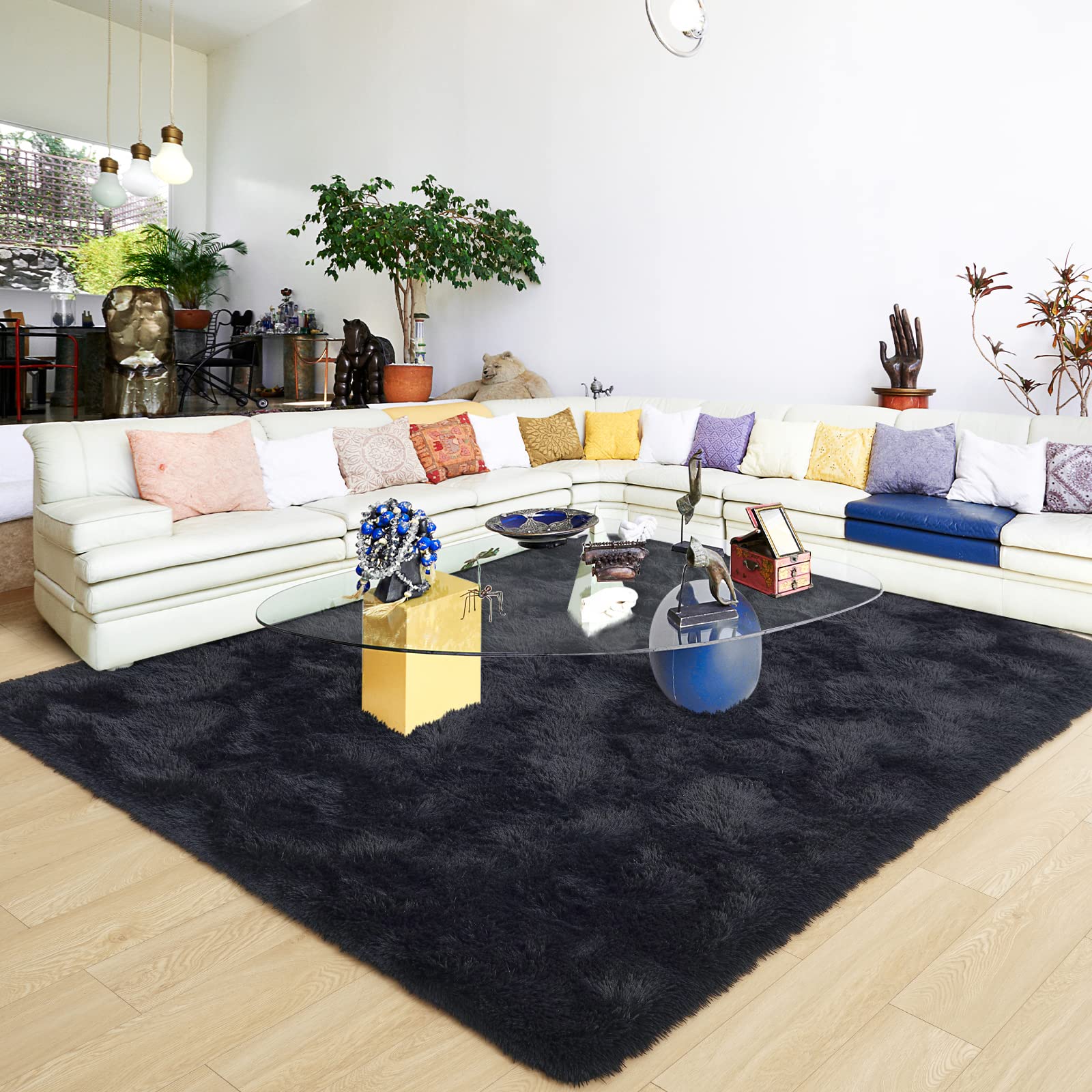 Ultra Soft Fluffy Rugs for Bedroom 4x6 Feet, Shag Area Rugs for Living Room, Large Comfy Furry Rug for Boys Kids Baby Room Decor, Non Slip Nursery Rug Modern Indoor Fuzzy Floor Carpet, Light Blue